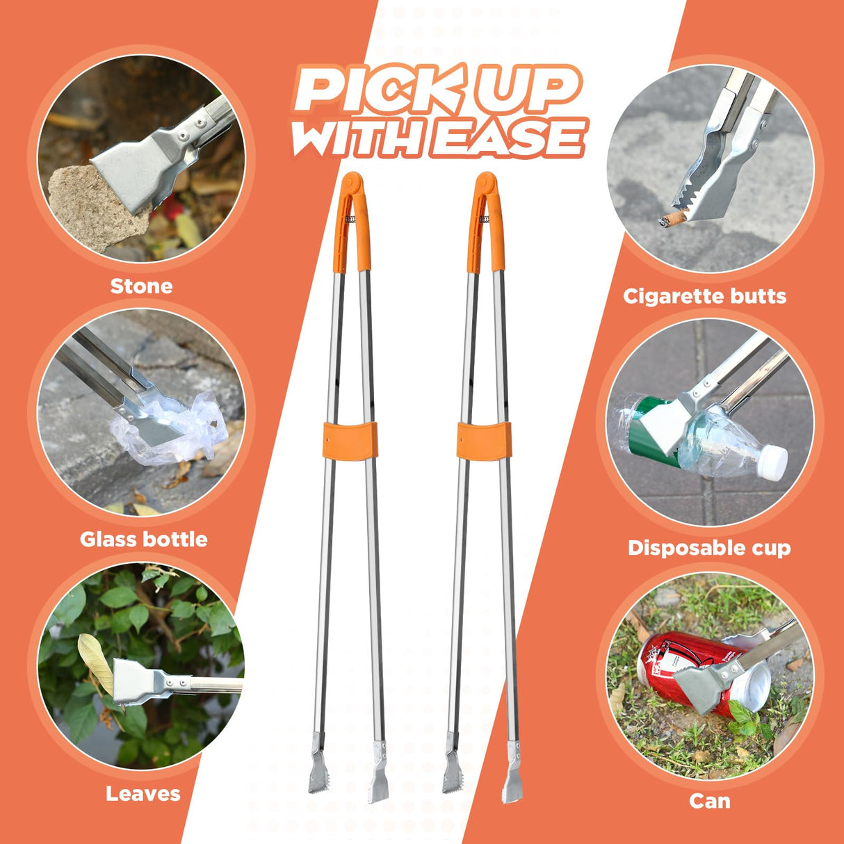 LOYIM 4 Pack 36" Reacher Grabber Tool Lightweight Litter Pick up Sticks Aluminum Rustproof Trash Grabber Garbage Picker Grabber Garden Leaf Cleaning Trash Tong Reaching Assist Tool for Elderly