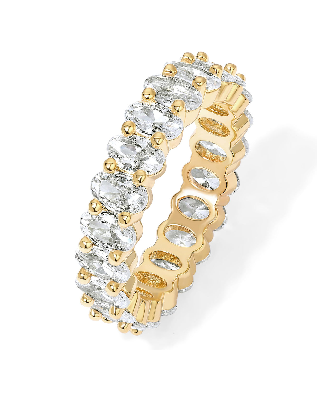 PAVOI 14K Yellow Gold Plated Rings Oval Cubic Zirconia Love Ring for Women