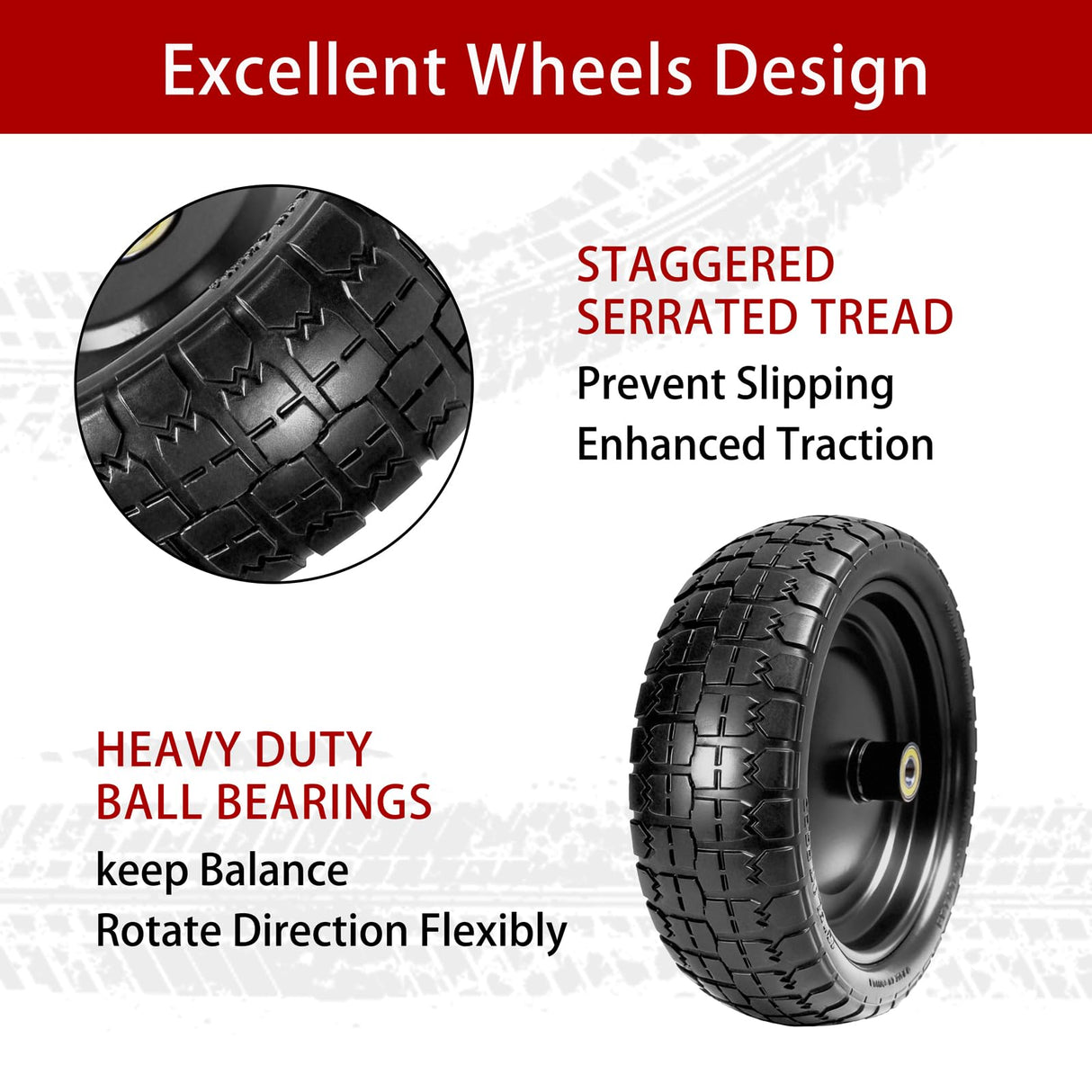 LTNICER 13" Flat Free Tires Compatible with Gorilla Carts,4.00-6 Solid Rubber Wheels with 5/8"Bearings,2.1"Offset Hub for Wagon Tire,Trailer Tire,Wagon Wheel Replacement,13 Trailer Tire Wheel(2-Pack)