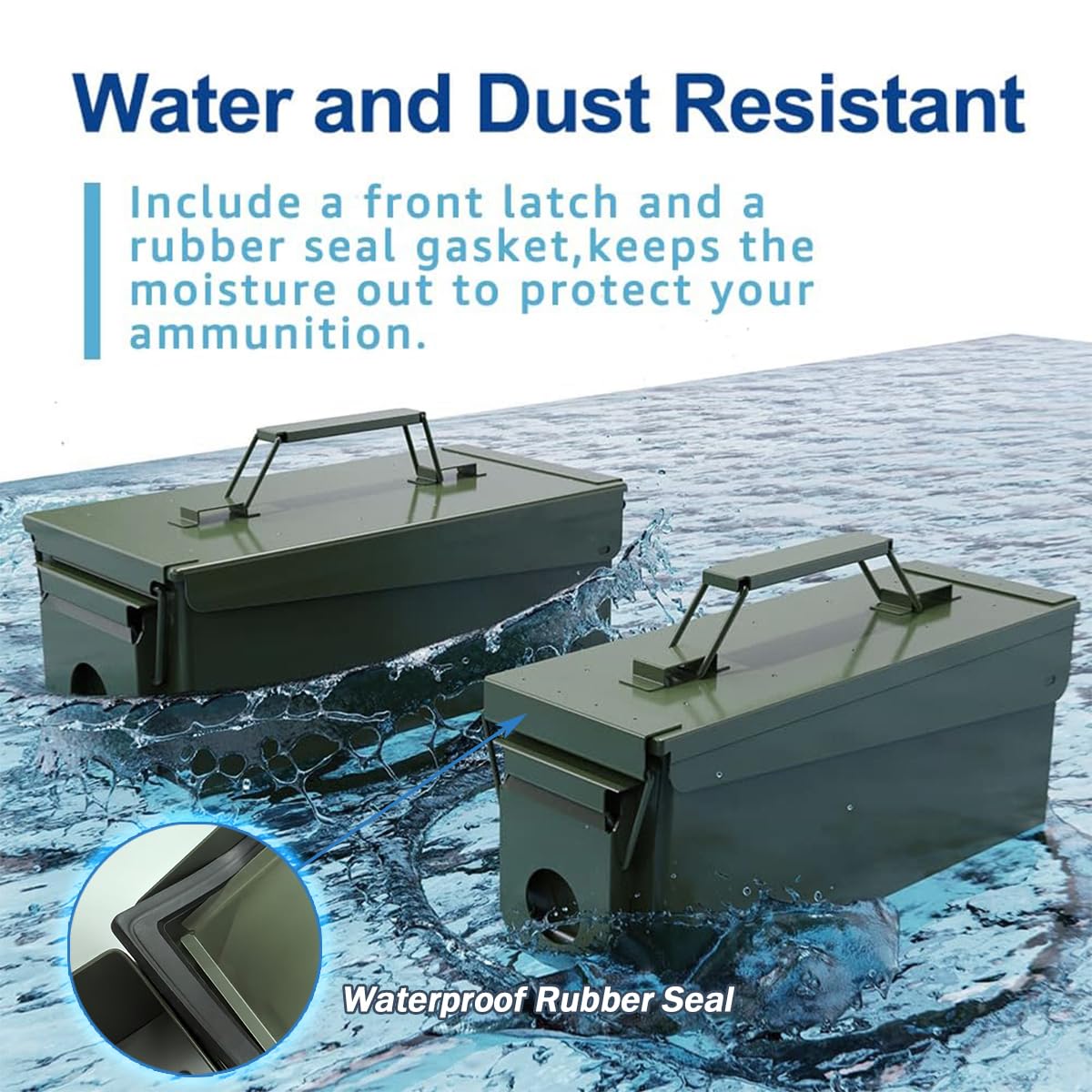 HARDROCK 30+50 AMMO Can Waterproof Metal –Army Green Ammo Box Steel –For Shotgun Rifle Nerf Ammunition suit 2pcs Christmas Gifts for Men,Gift boxes for Dad Husband