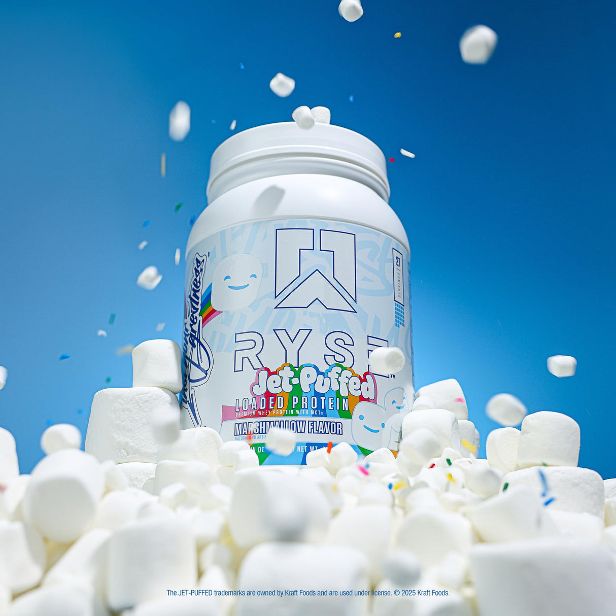 RYSE Loaded Protein Powder - Jet-Puffed Marshmallow - 25g Whey Protein Isolate & Concentrate with Prebiotic Fiber & MCTs - Low Carb, Low Sugar, Digestive-Friendly - 27 Servings / 2 lb Tub