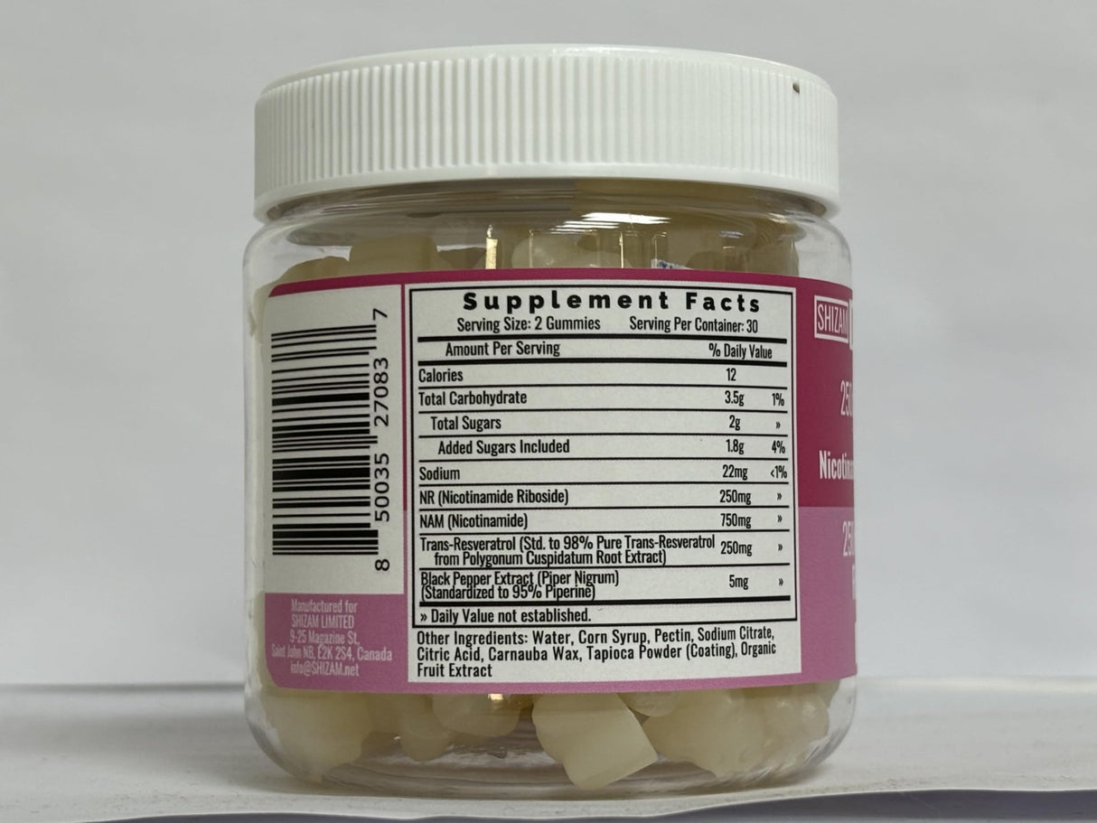 SHIZAM Nicotinamide Riboside NR NAM Resveratrol Gummies, 1000mg NAD+ NAD + Plus Nrf2 Activator Booster w Pure Niacinamide Vitamins B3 Capsules Pills Powder Supplements Alt NDA Regenerator 500mg
