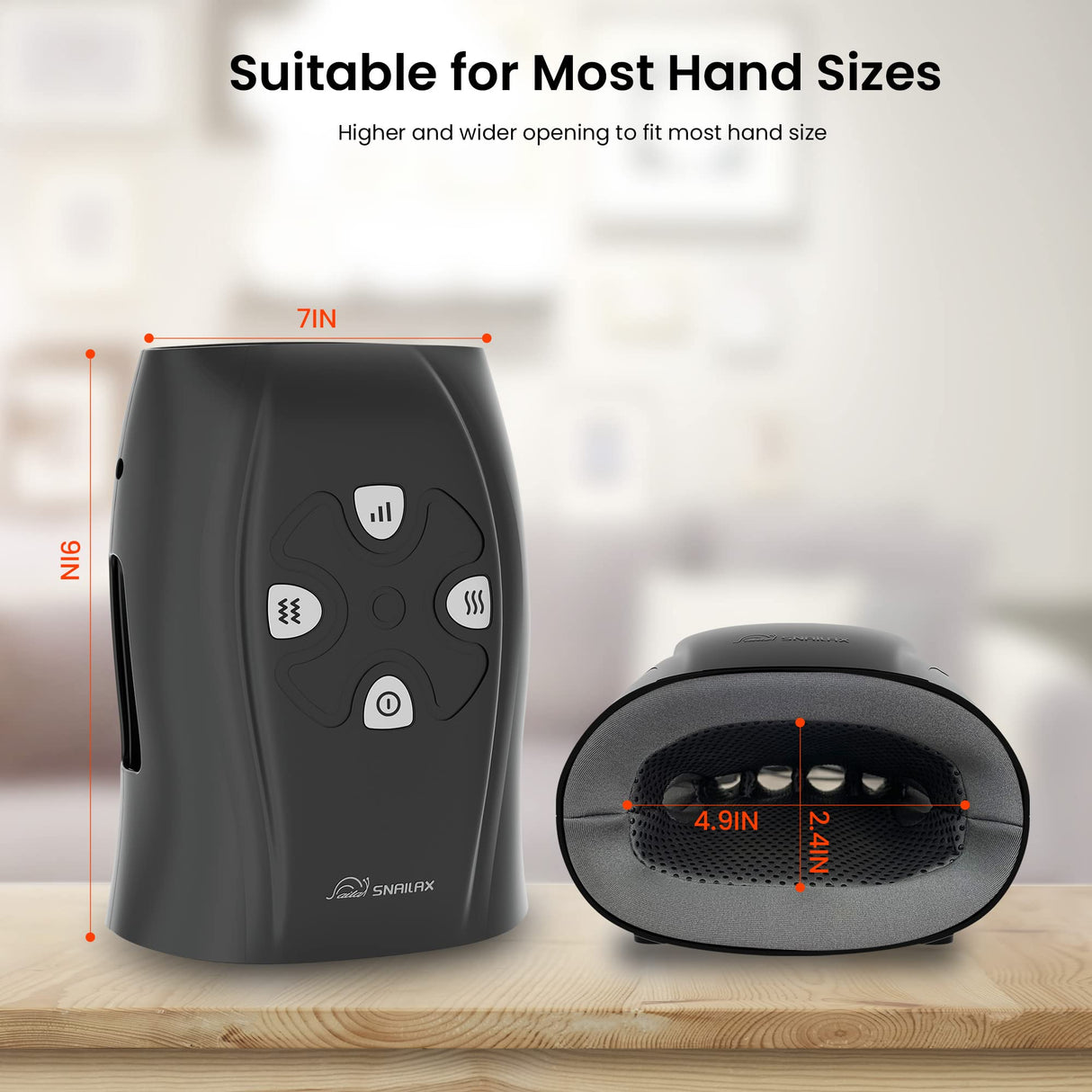 Snailax Hand Massager with Heat and Compression, FSA HSA Eligible, Vibration, Cordless Hand Massager for Arthristis, Carpal Tunnel, Gifts for Women, Men, Mom(Black)