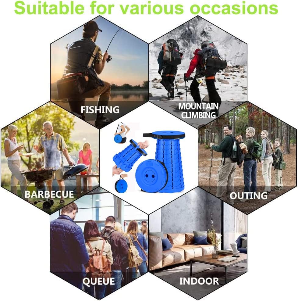 Fishboy Upgraded Collapsible Stool, 400lbs Max Weight, Lightweight But Sturdy, Portable Retractable Folding Telescoping Foldable Camping Stool for Adults Outdoor Fishing Hiking Gardening Travel BBQ