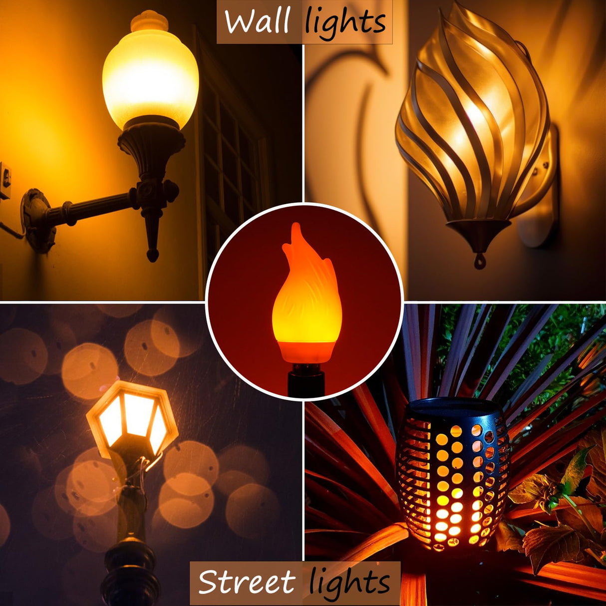 OHLGT Upgrade E12 Flame Bulbs 6 Pack, 3 Mode LED Candelabra 2.0 Watt Warm White Chandelier 1800k Candle Light Bulbs, Flame Tip for Christmas Party Decorations