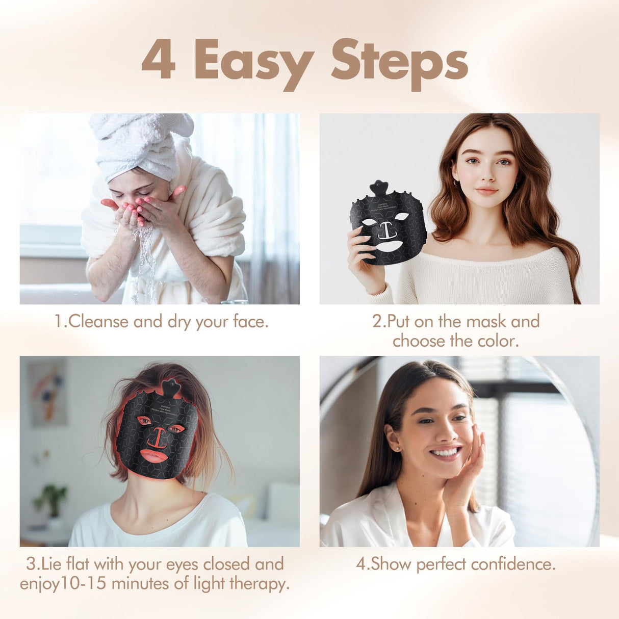 EVFOFO Red Light Therapy Mask for Face, 7 Colors LED Face Mask Light Therapy At Home, Led Face Mask Light Therapy, Black