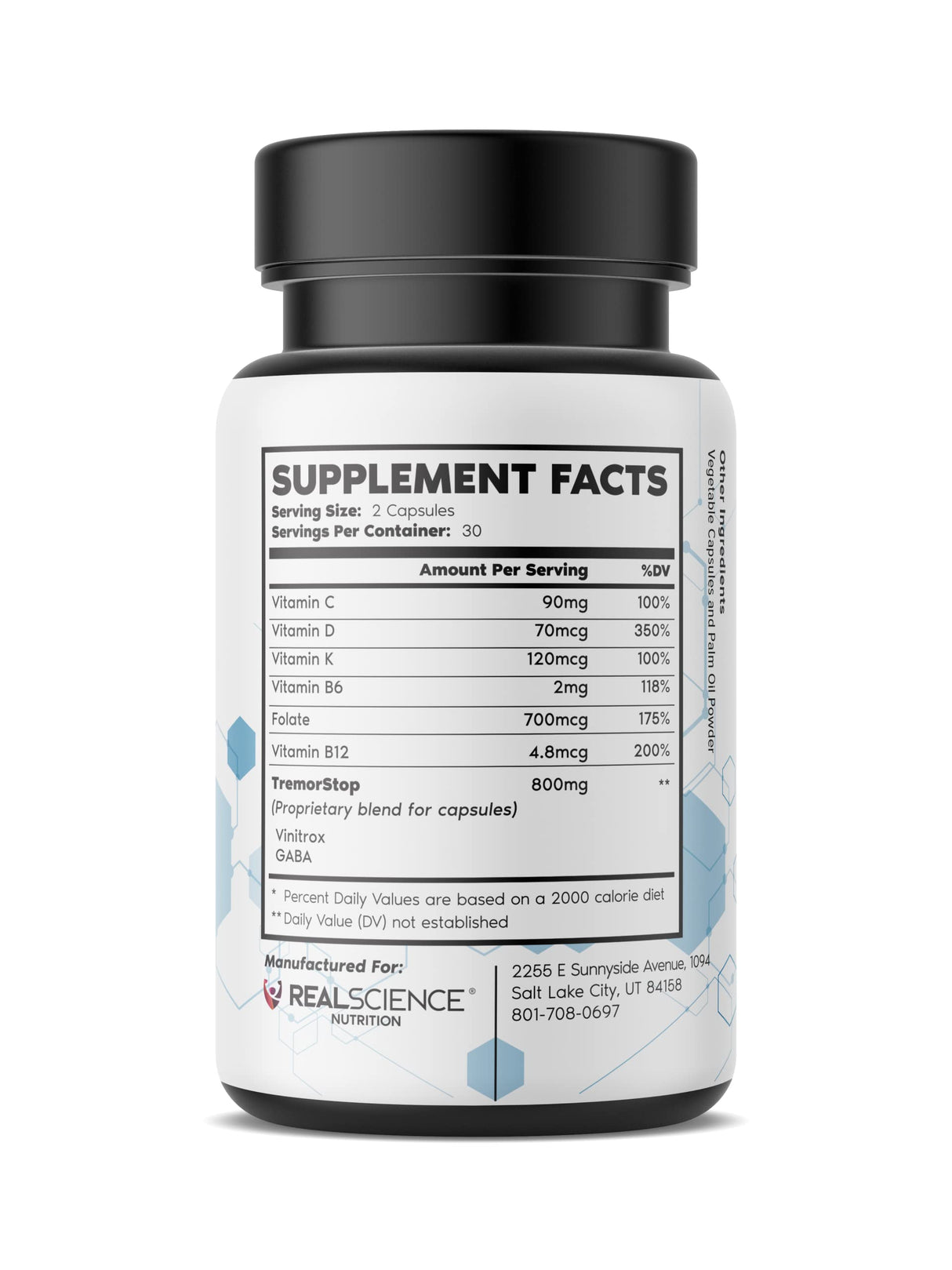 Real Science Nutrition Tremor Miracle Capsules - Essential Tremor Herbal Capsule Supplement for Hands, Legs, Feet, Head Tremors