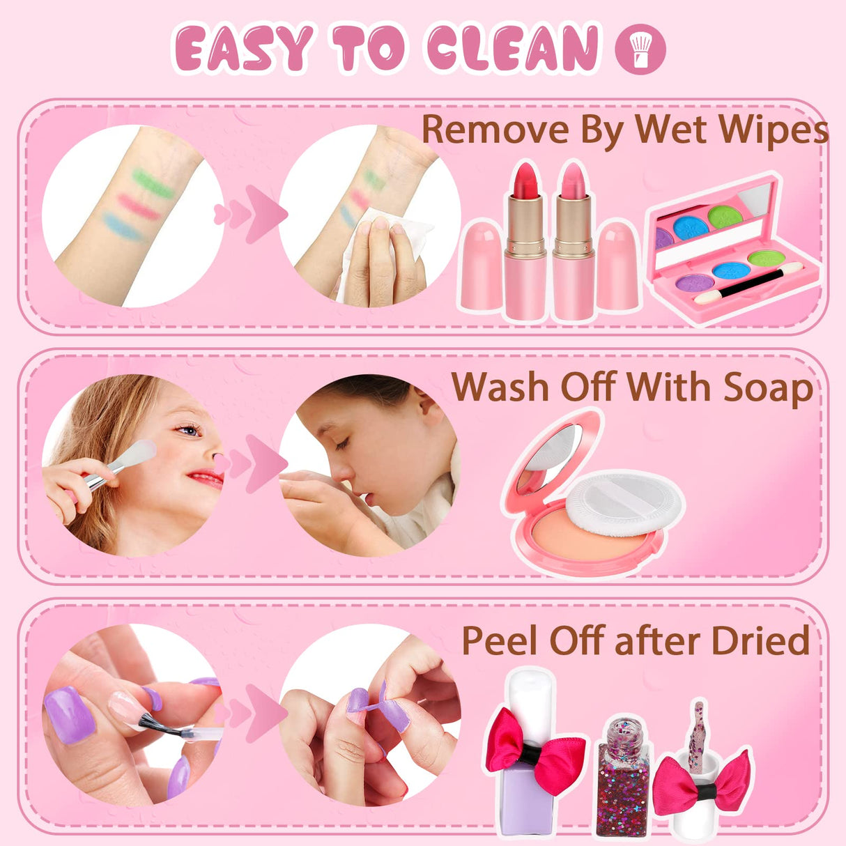 For Ideahome Kids Washable Makeup Girl Toys - Real Make Up Set, Little Girls Makeup Kit for Toddler Kid Children Princess, Christmas Birthday Gift Toys for Girl 4 5 6 7 8 9 10 Year Old