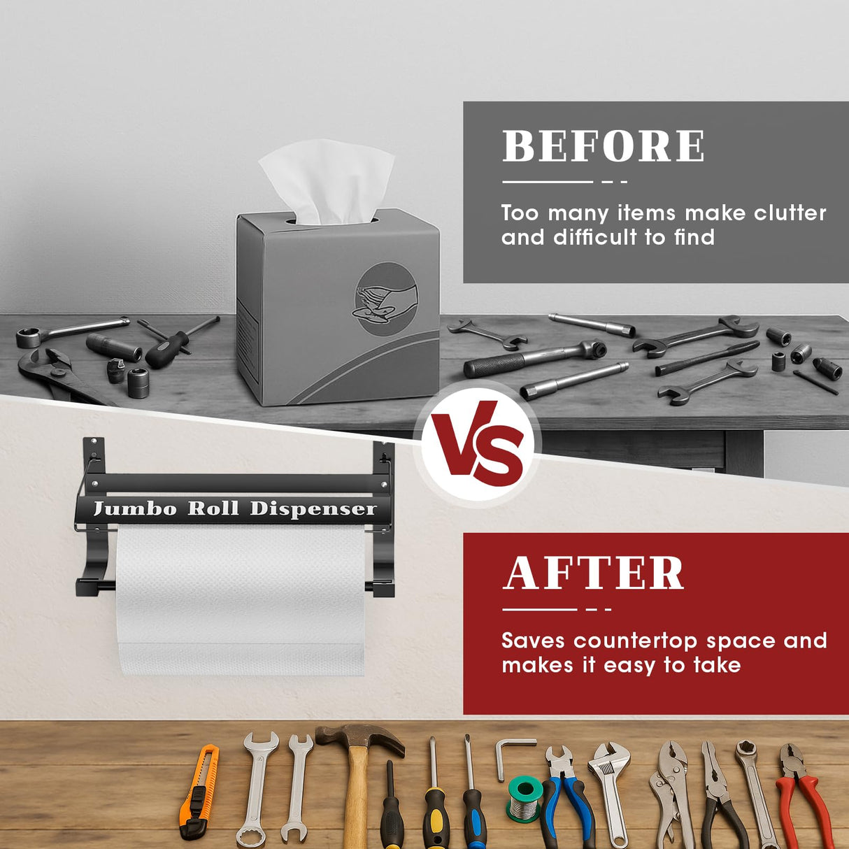 Hazztoll Wall Mounted Wiper Dispenser, Jumbo Paper Towel Dispenser, 17.0"x8.5"x7.5"