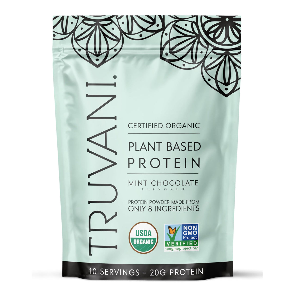Truvani Vegan Pea Protein Powder | Mint Chocolate | 20g Organic Plant Based Protein Per Serving | 10 Servings | Keto | Gluten & Dairy Free | Low Carb | No Added Sugar