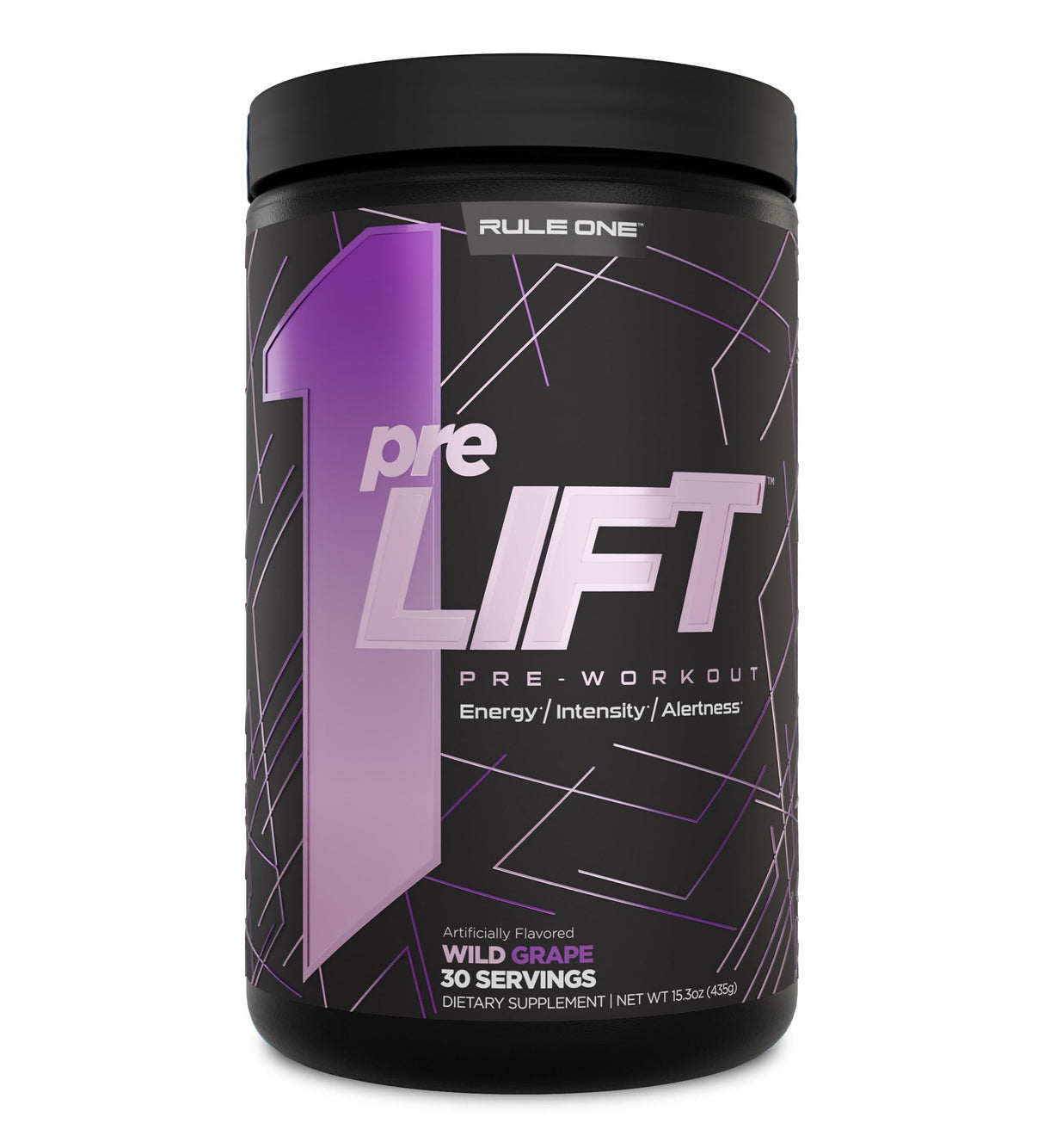 Rule 1 preLIFT Pre-Workout, 6g Citrulline, 3.2g Beta Alanine, 3 Caffeine Sources + 20 Others for Energy, Alertness, & Endurance (30 Servings, Wild Grape)