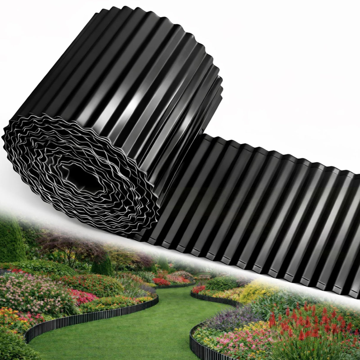 SJPULMO Corrugated Metal Edging, 6"x45Ft Rust-proof Landscape Edging Border