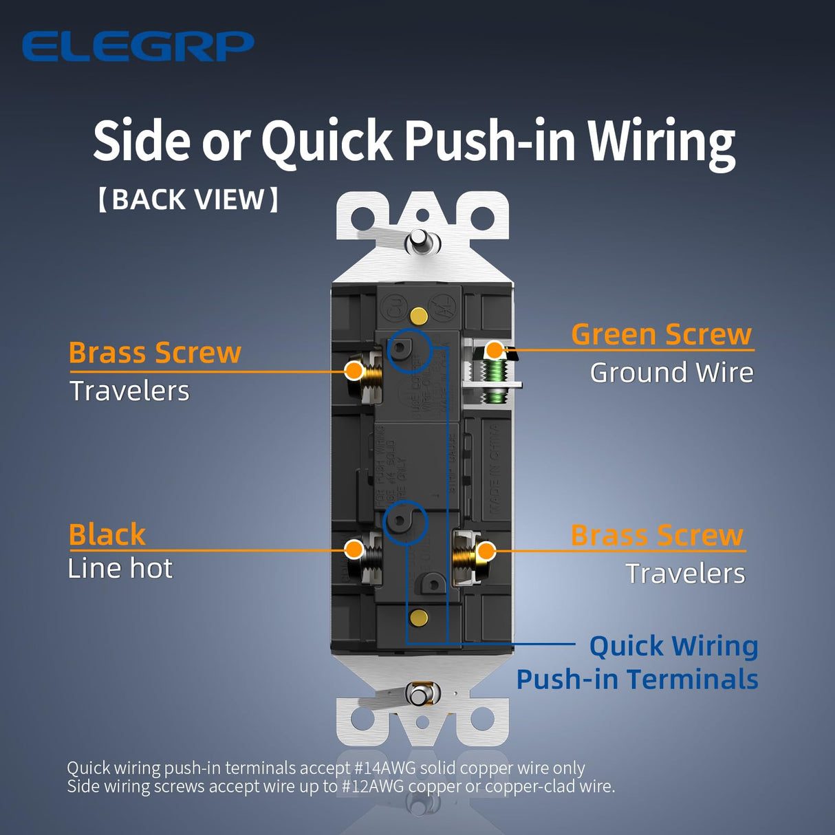 ELEGRP Matte Gray 3 Way Decorator Light Switch, 15A 120-277V, Paddle Rocker Switch Replacement, On/Off Wall Switch, Self-Grounding, Residential Grade, UL/CUL, 10 Pack