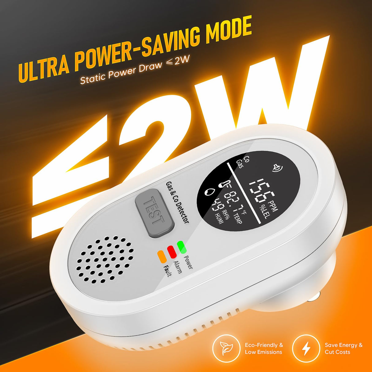 2 Packs Carbon Monoxide detectors Plug in Wall, FayLuron Portable Carbon Monoxide Detector for Travel with Temperature & Humidity Display, Carbon Monoxide Alarm for Home/Hotel/RV