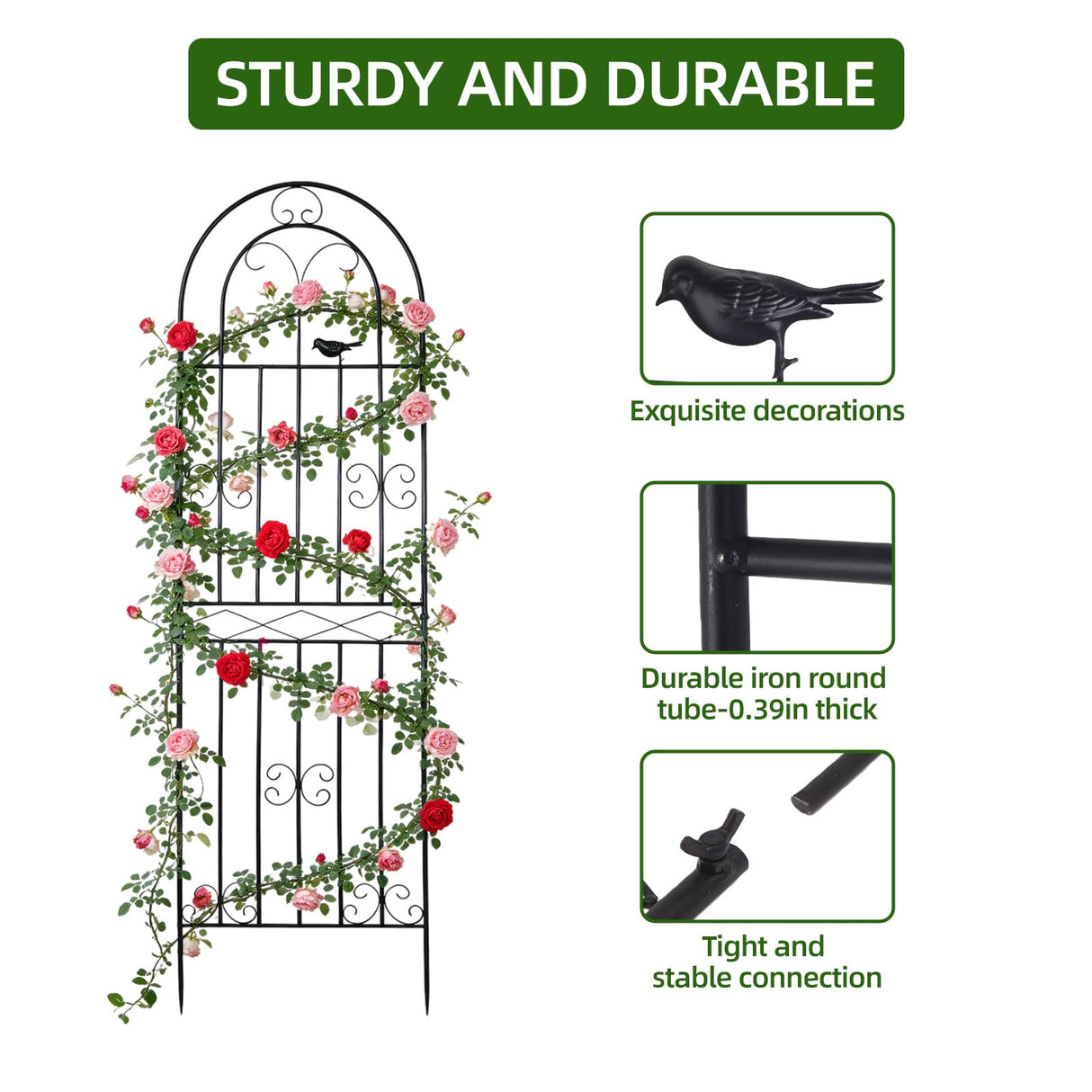 Amoskey Durable Garden Trellis for Climbing Plants - Outdoor Trellis Supports for Lush Greenery - Ideal for Vines, Flowers, and Vegetables, Easy Installation & Space-Saving Design (71"H*20"W -2 pack)