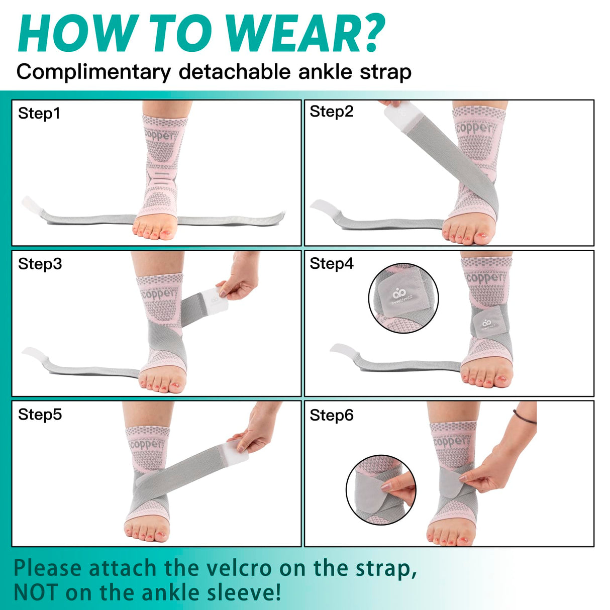 INDEEMAX Ankle Brace for Sprained Ankle Compression Sleeve, 2 Pack Copper Infused Ankle Support Brace for Women & Men, Plantar Fasciitis Relief Achilles Tendonitis, Sports Running, Pink Silver, L