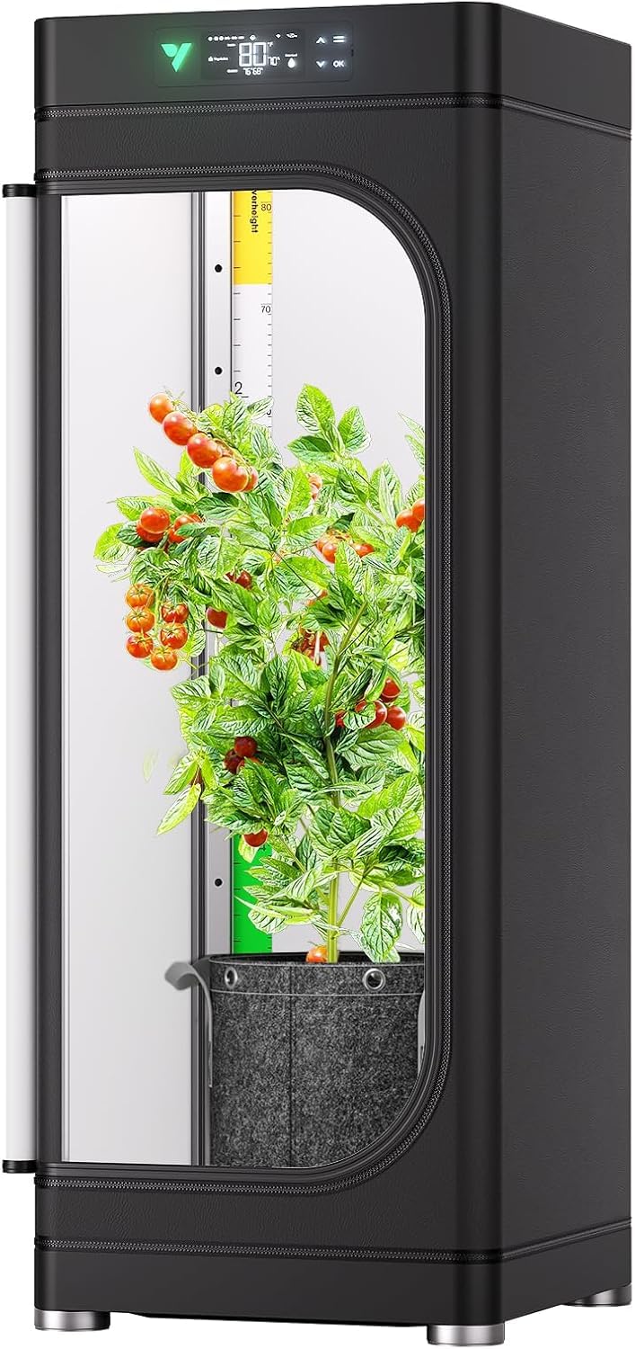 VGrow All-in-One Smart Grow Box, Professional System with Samsung LM301H EVO Grow Light, Advanced Circulation & Ventilation System, Irrigation, Nutrient, Magnetic Window for Indoor Hydroponics