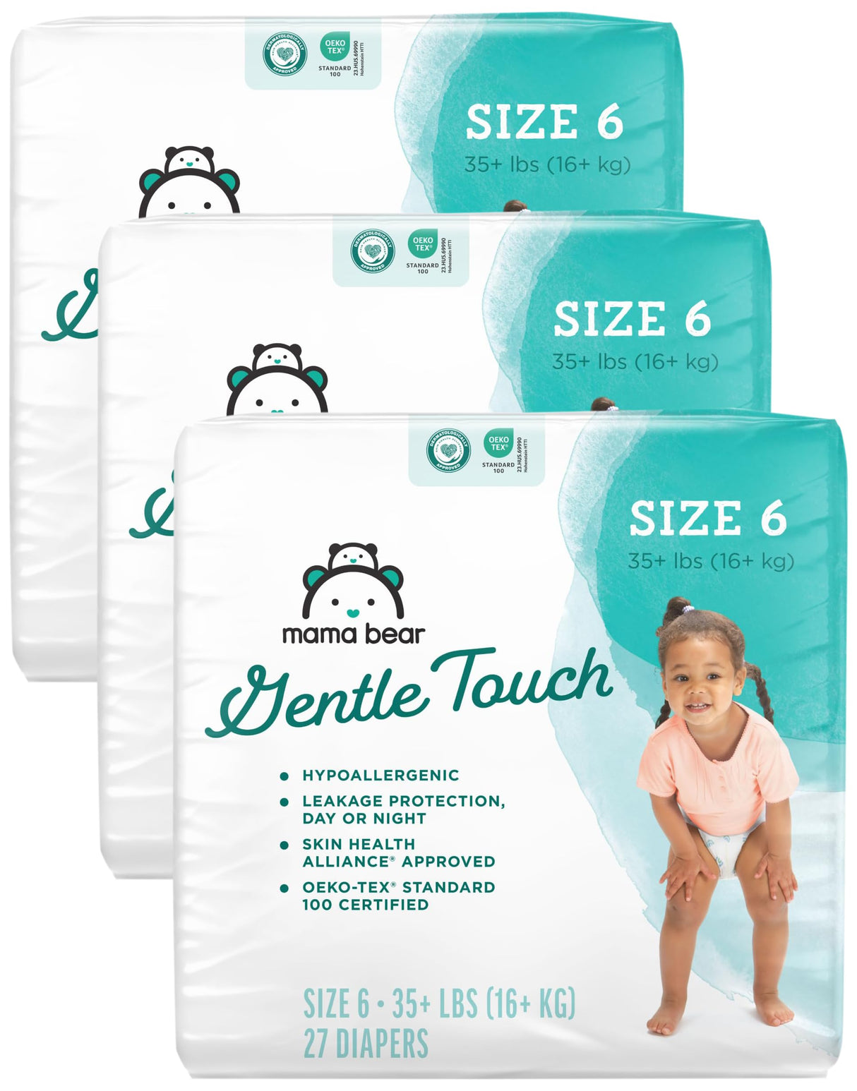 Amazon Brand - Mama Bear Gentle Touch Diapers, Hypoallergenic, Size 4, 148 Count, 4 Packs of 37, White