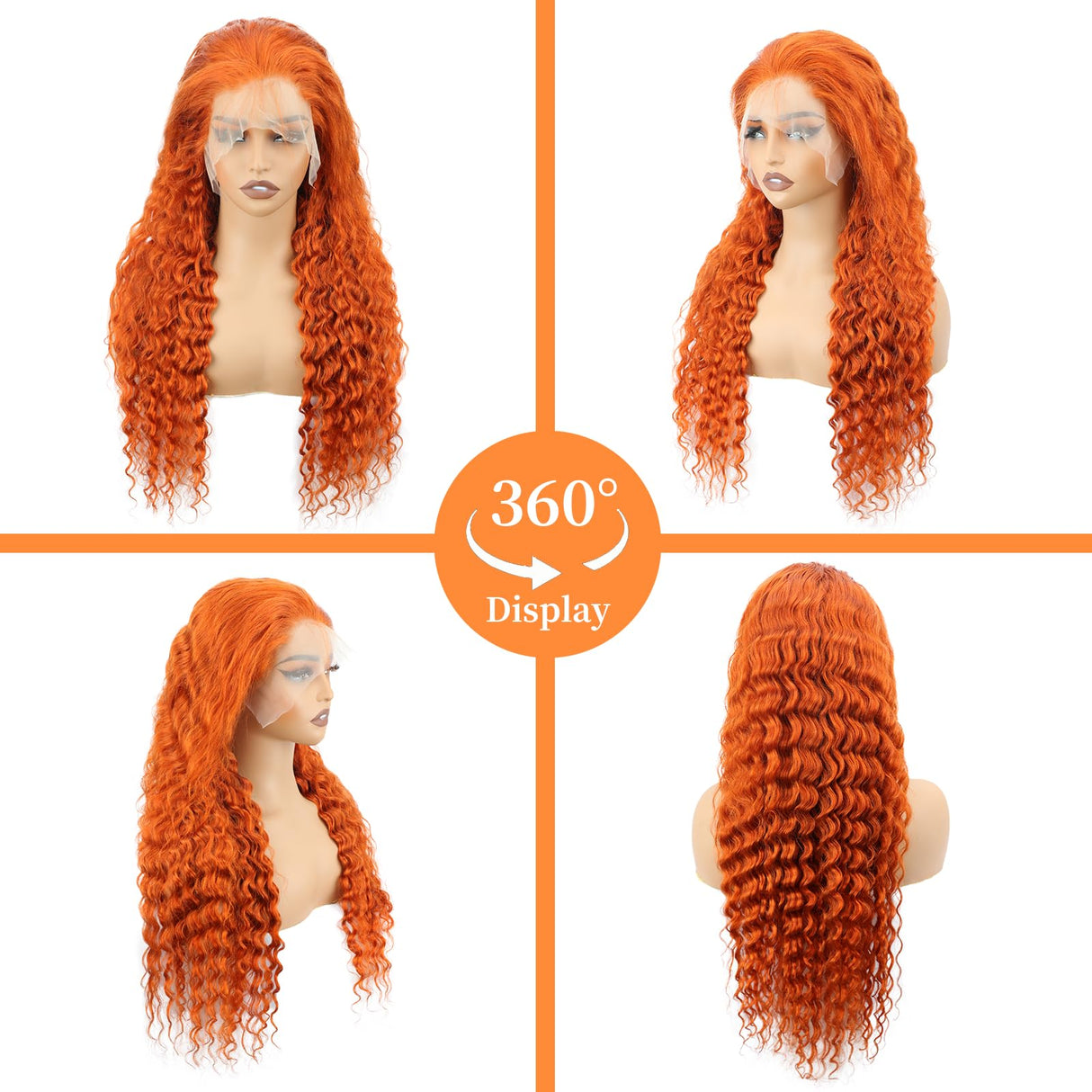 Jreitsere 30 Inch Ginger Wig Human Hair 13x6 Ginger Deep Wave Lace Front Wig Human Hair 200% Density Pre Plucked 350 Deep Curly Hd Lace Front Wigs for Women