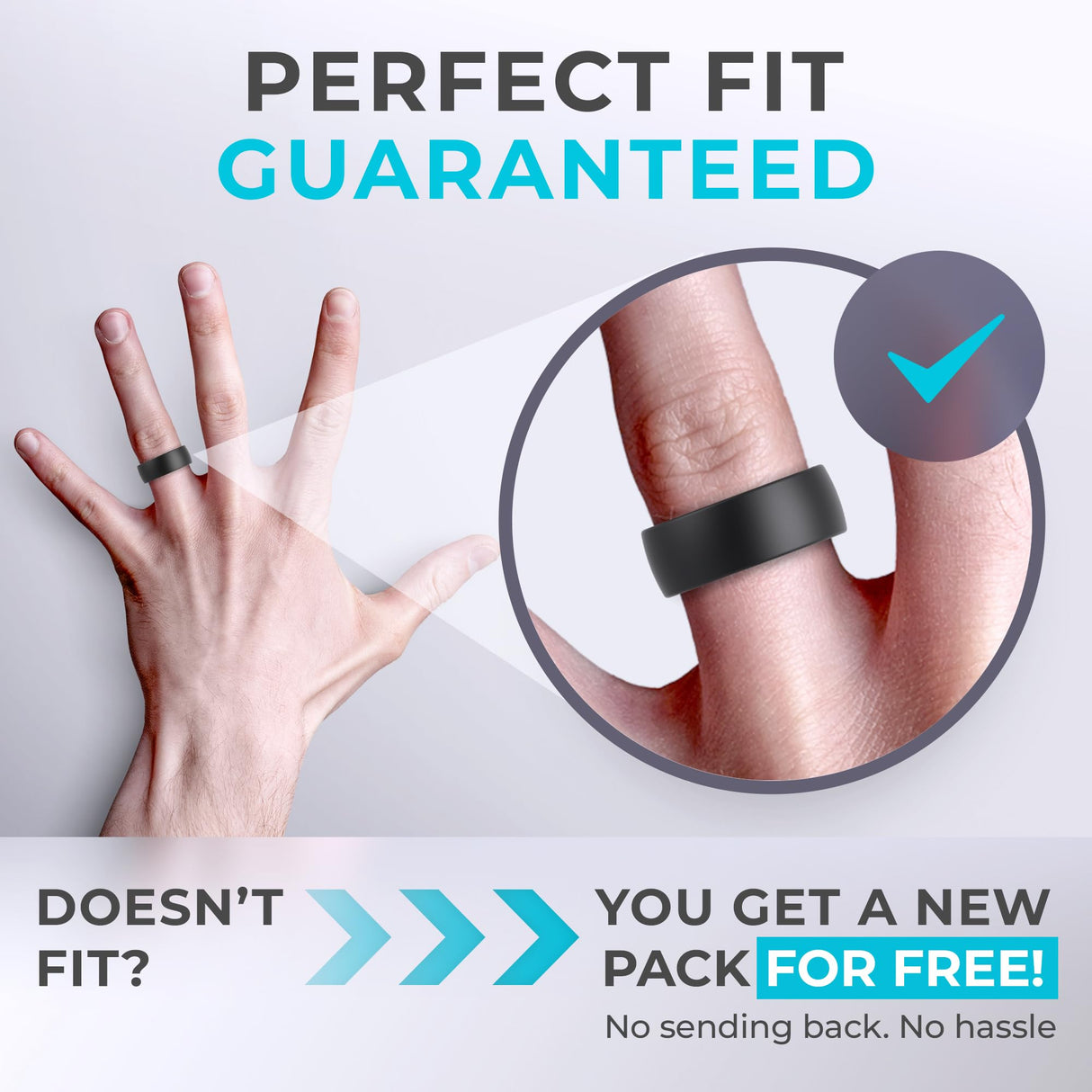 ThunderFit Men's Patterned Silicone Rings, Rubber Bands, 8mm Wide