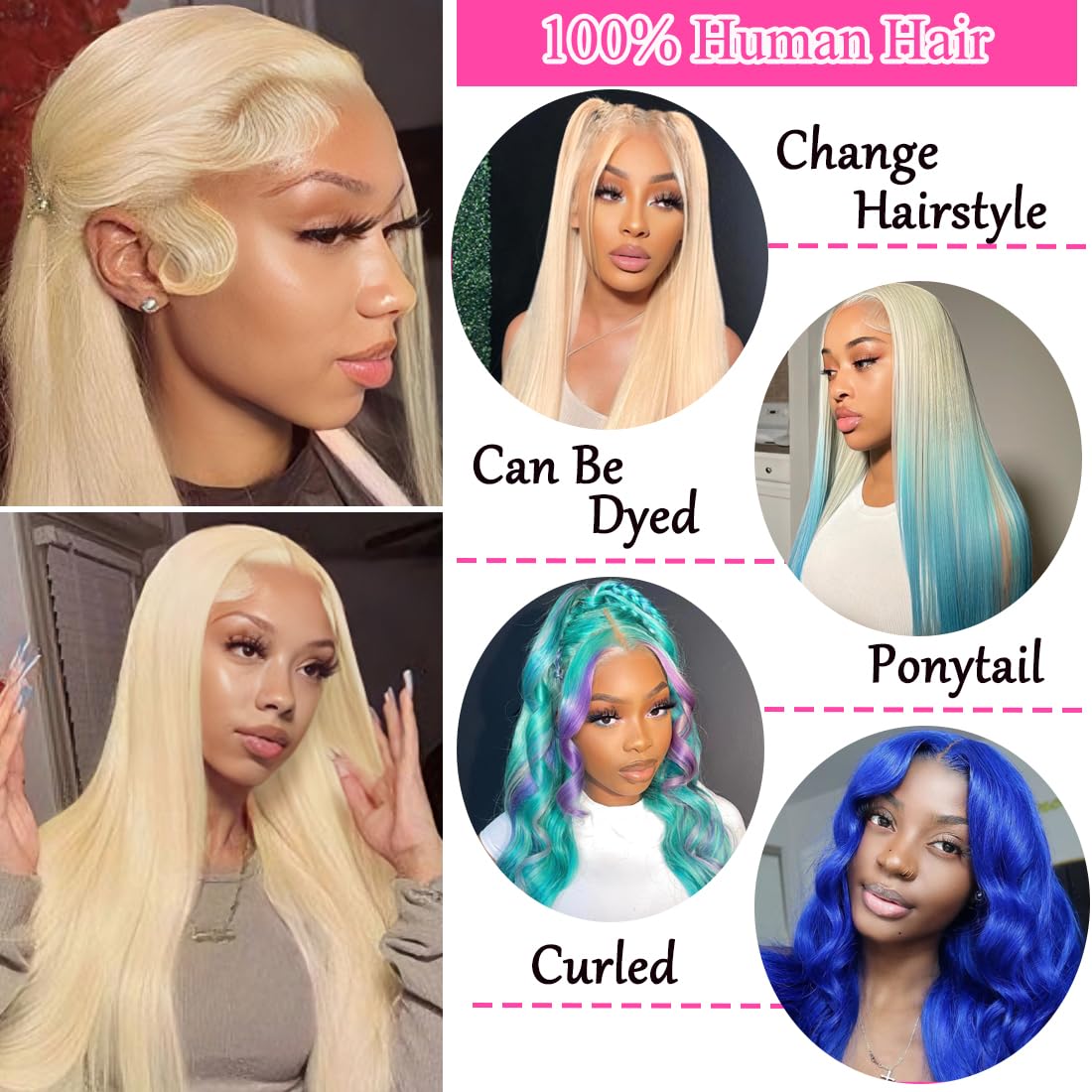26 Inch 613 Lace Front Wig Human Hair Blonde 13X6 HD Transparent Lace Front Wigs Human Hair 180% Density Blonde Glueless Wigs Human Hair 613 HD Straight Lace Frontal Wigs Human Hair Pre Plucked