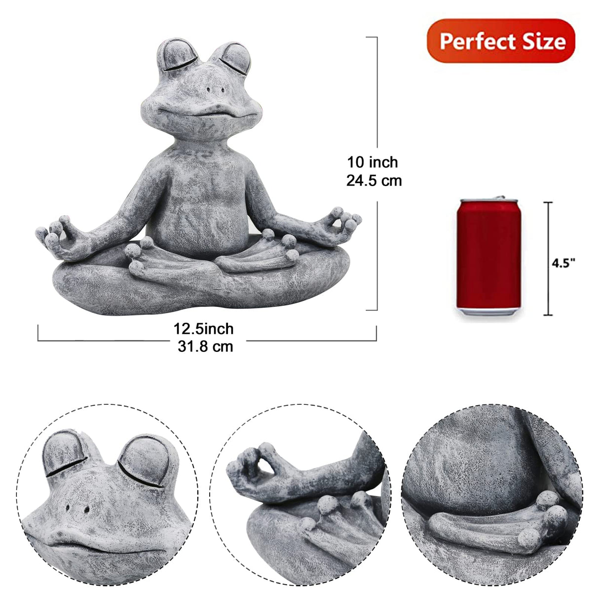 Goodeco Meditating Yoga Frog Statue - 12.5" Lx10 H for Home, Garden & Gifts