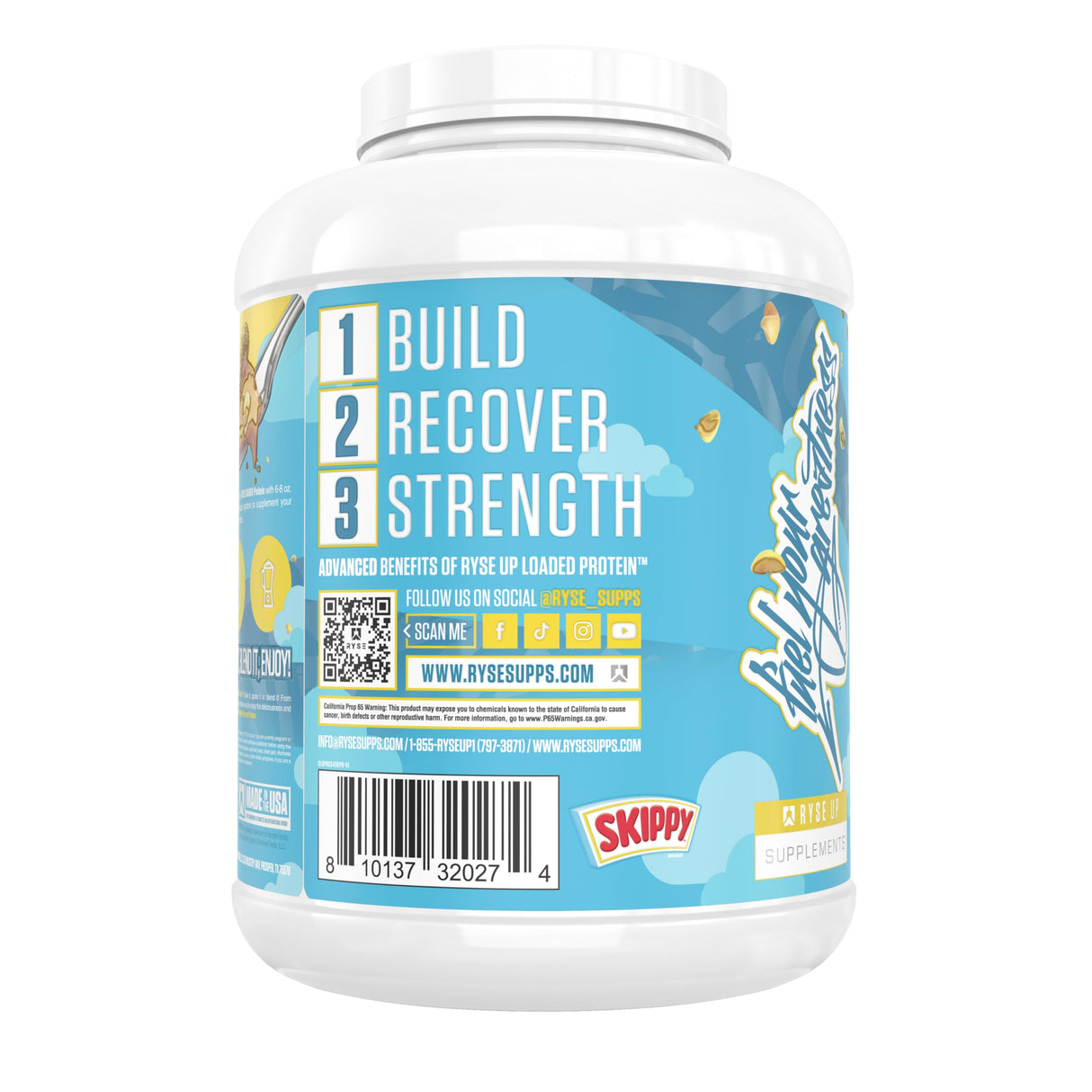 RYSE Loaded Protein Powder - Skippy Peanut Butter - 25g Whey Protein Isolate & Concentrate with Prebiotic Fiber & MCTs - Low Carb, Low Sugar, Digestive-Friendly - 54 Servings / 4 lb Tub