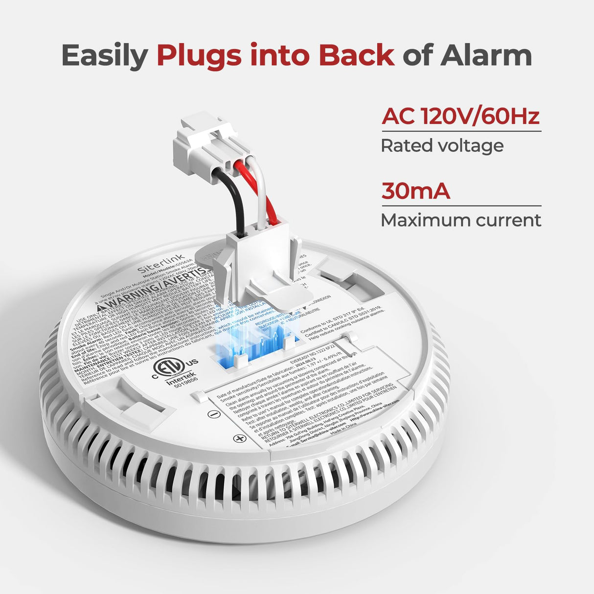 Siterlink Quick Connect Smoke Detector Adapter Plug, Compatible with GS562A Hardwired Smoke Alarm to Connect Existing Wiring Harness GA6217F 12 Pack