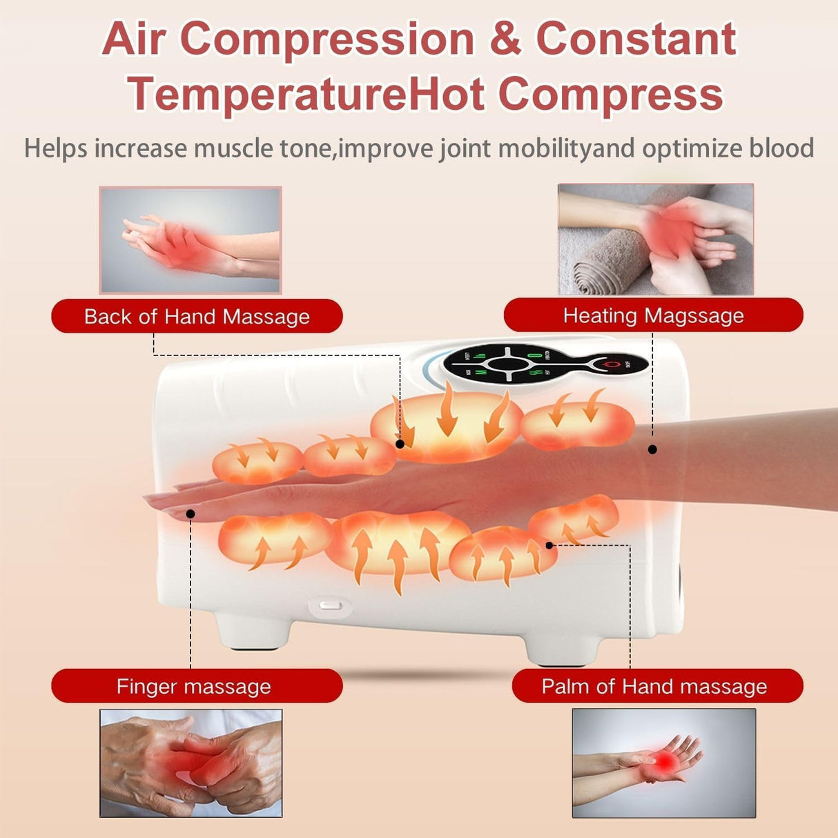 AERLANG Fathers Gifts from Daughter-Hand Massager,Hand Massage Machine with Heat and compression,Electric Hand Massager for Arthritis and Carpal Tunnel,Cordless Massagers, birthday Gifts for Women Dad