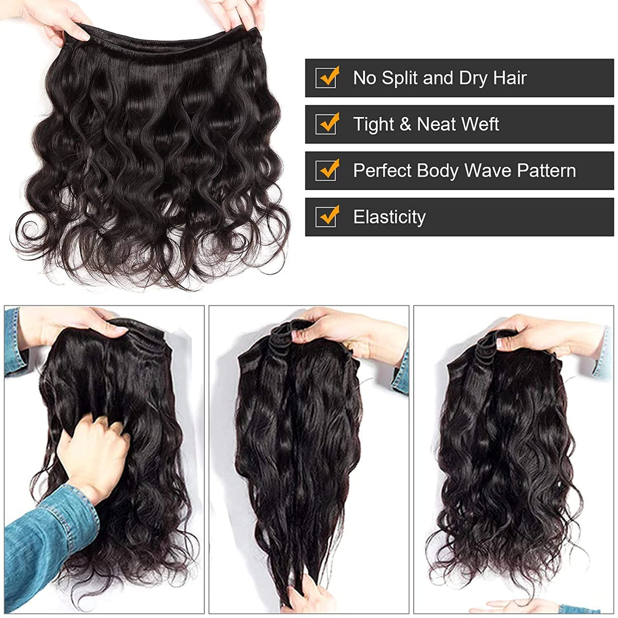 Human Hair Bundles Body Wave Bundles Human Hair 18 20 22 Inch 12A Grade 100% Unprocessed Brazilian Virgin Hair Body Wave 3 Bundles Human Hair Extensions for Black Women Natural Color