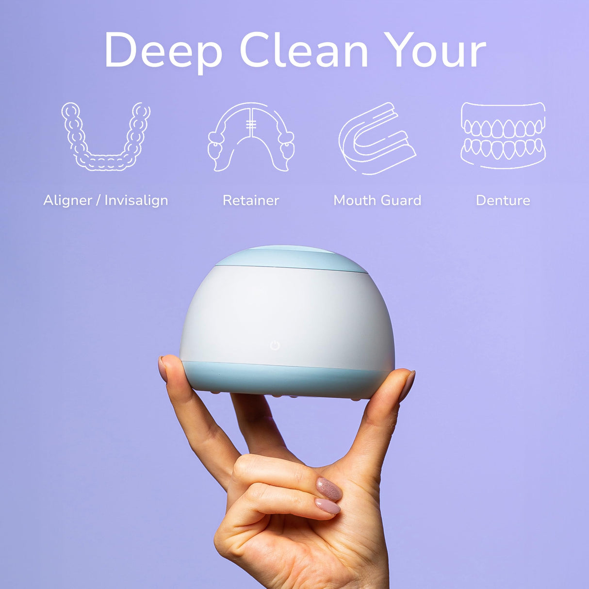 Zima Dental Pod | Sky Blue | Ultrasonic Retainer Cleaner Machine | Aligner, Nightguard, Mouth Guard, Denture Cleaner | Oral Dental Care FSA HSA Approved