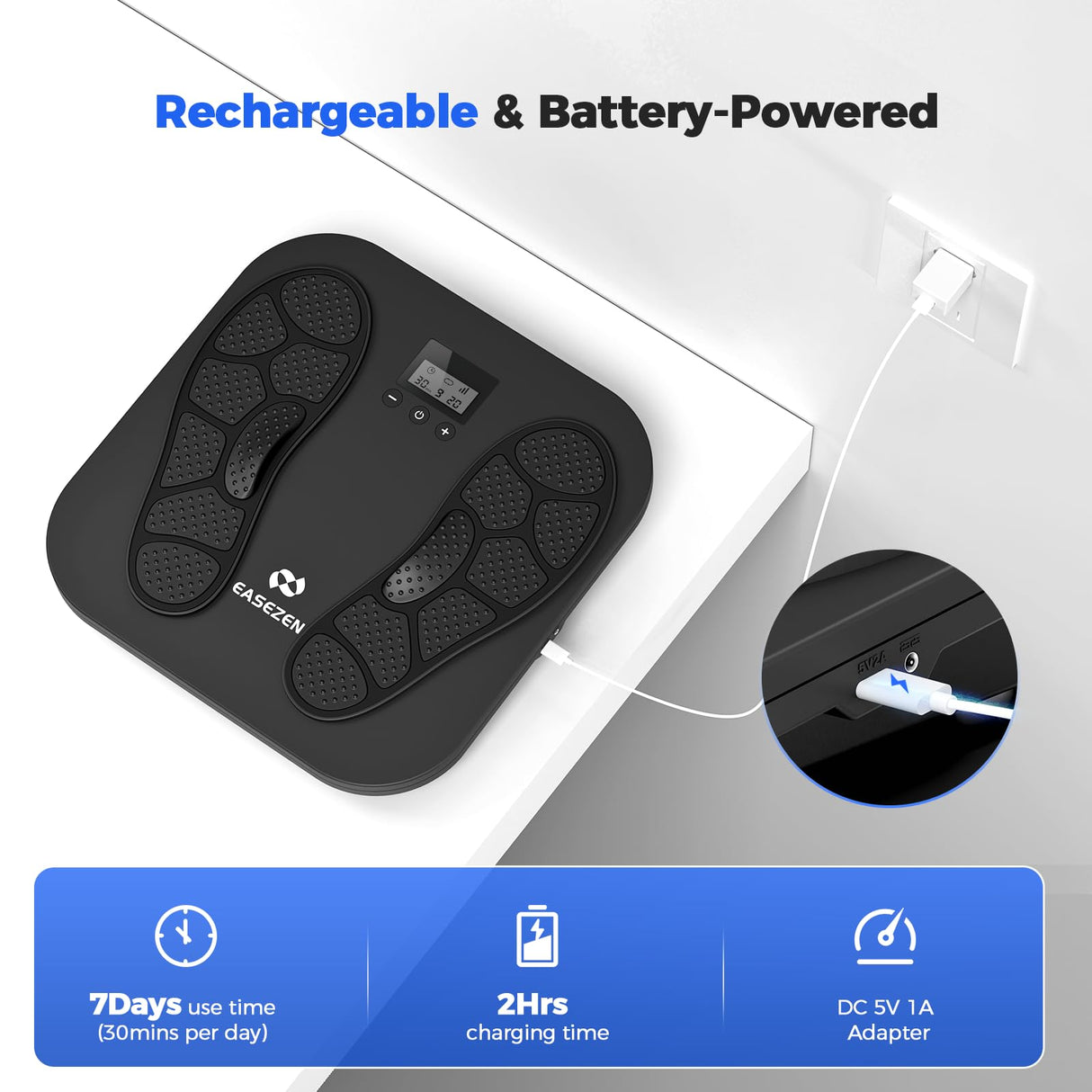 Foot Massager for Neuropathy, Rechargeable TENS EMS Foot Stimulator with 10 Modes 20 Intensities, Feet Circulation Stimulator for Neuropathy, Plantar Fasciitis, Gifts for Mom Dad, FSA HSA Eligible