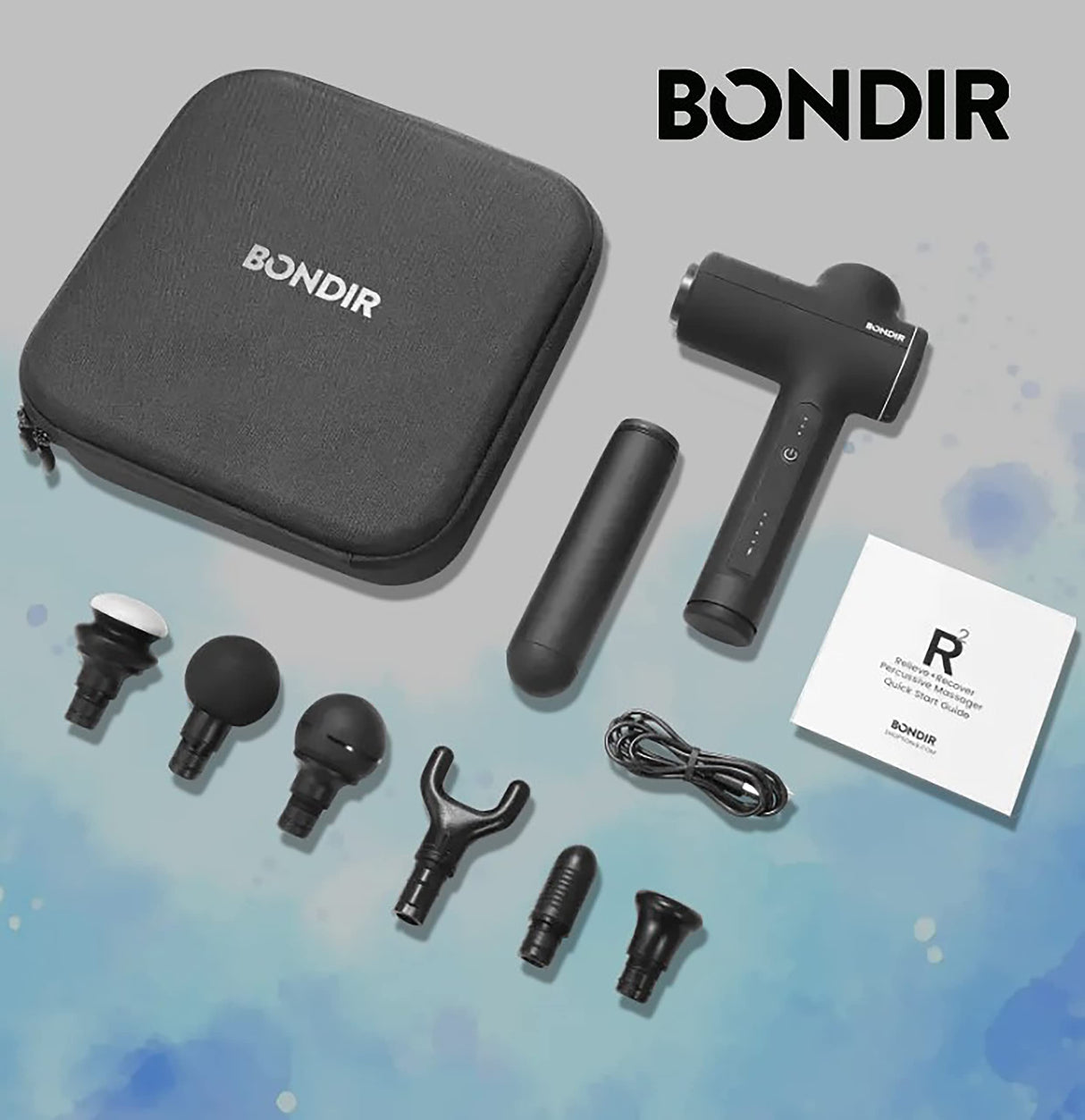 BONDIR R2 Massage Gun - Percussion Deep Tissue Back Massager with Extension Handle