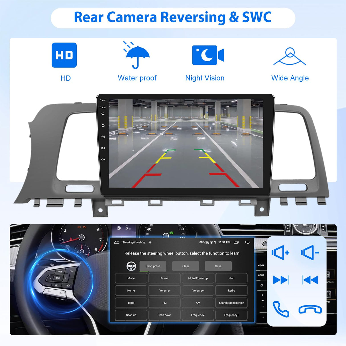 2+64G Android Car Stereo for Nissan Murano 2008-2014(LHD) Wireless Carplay Android Auto Car Radio, 9 inch Touch Screen Head Unit with Bluetooth Mirror Link WiFi GPS FM RDS EQ Backup Camera SWC MIC