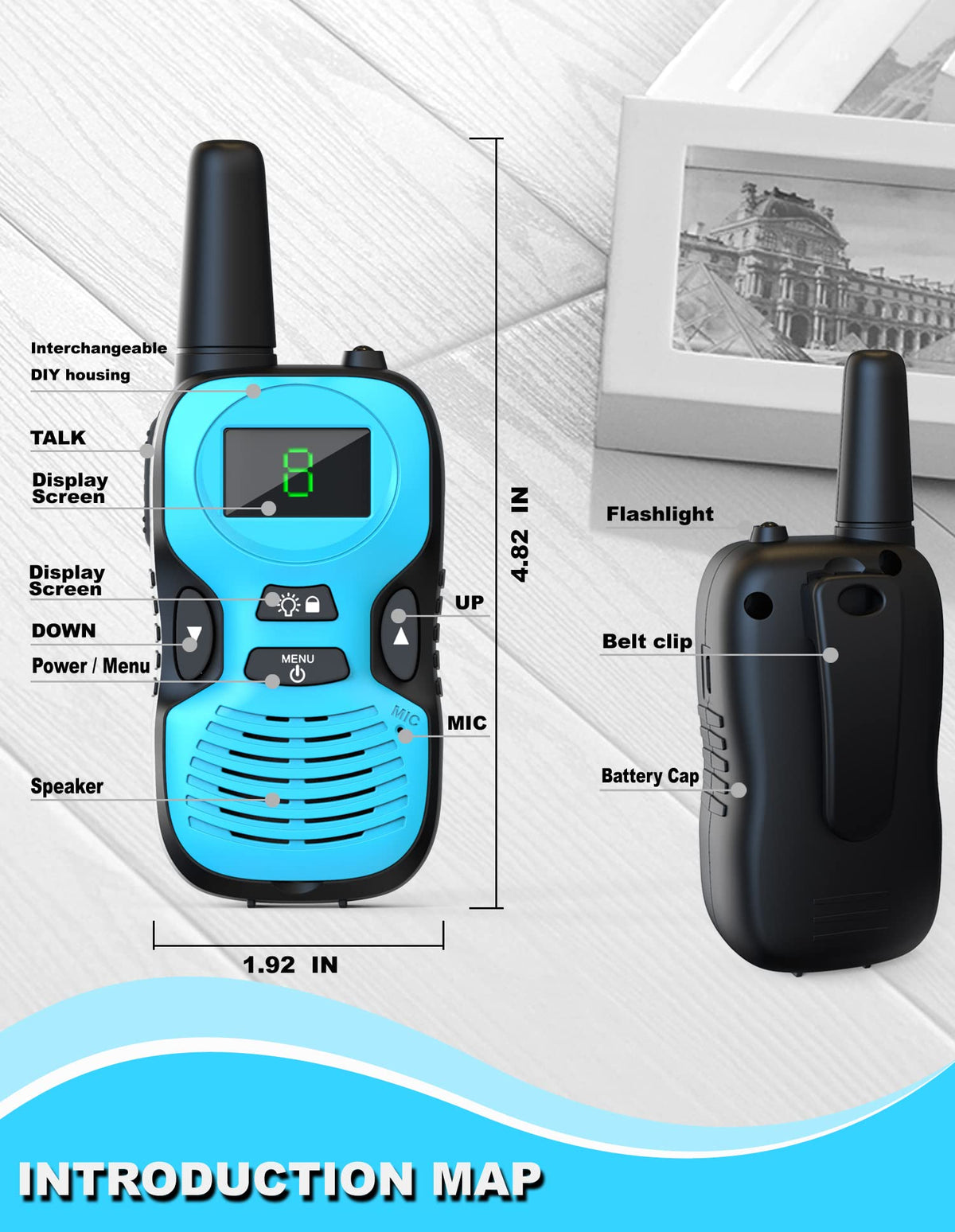 Walkie Talkies for Kids Rechargeable 4 Pack - Outdoor Hiking Camping Toys