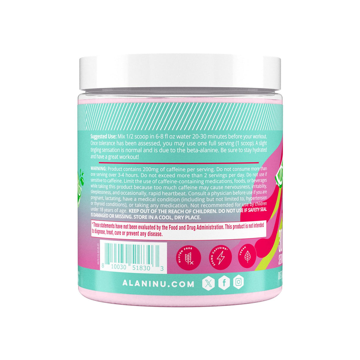 Alani Nu Pre Workout Powder Cherry Twist, Amino Energy Boost, Endurance Supplement, Sugar Free, 200mg Caffeine, L-Theanine, Beta-Alanine, L-Citrulline, 30 Servings