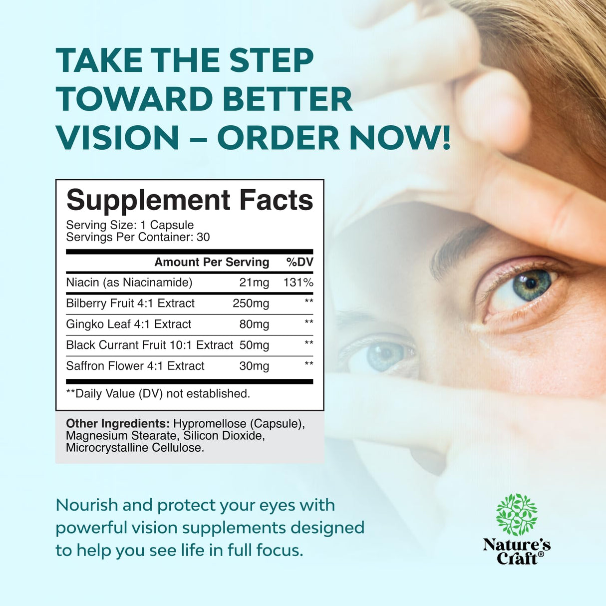 Eye Pressure Support with Bilberry Extract - Vegan Eye Health Supplement for Adults For Ocular Pressure Relief with Saffron Ginkgo Niacin and More Vitamins Vision Support (2 Month Supply)