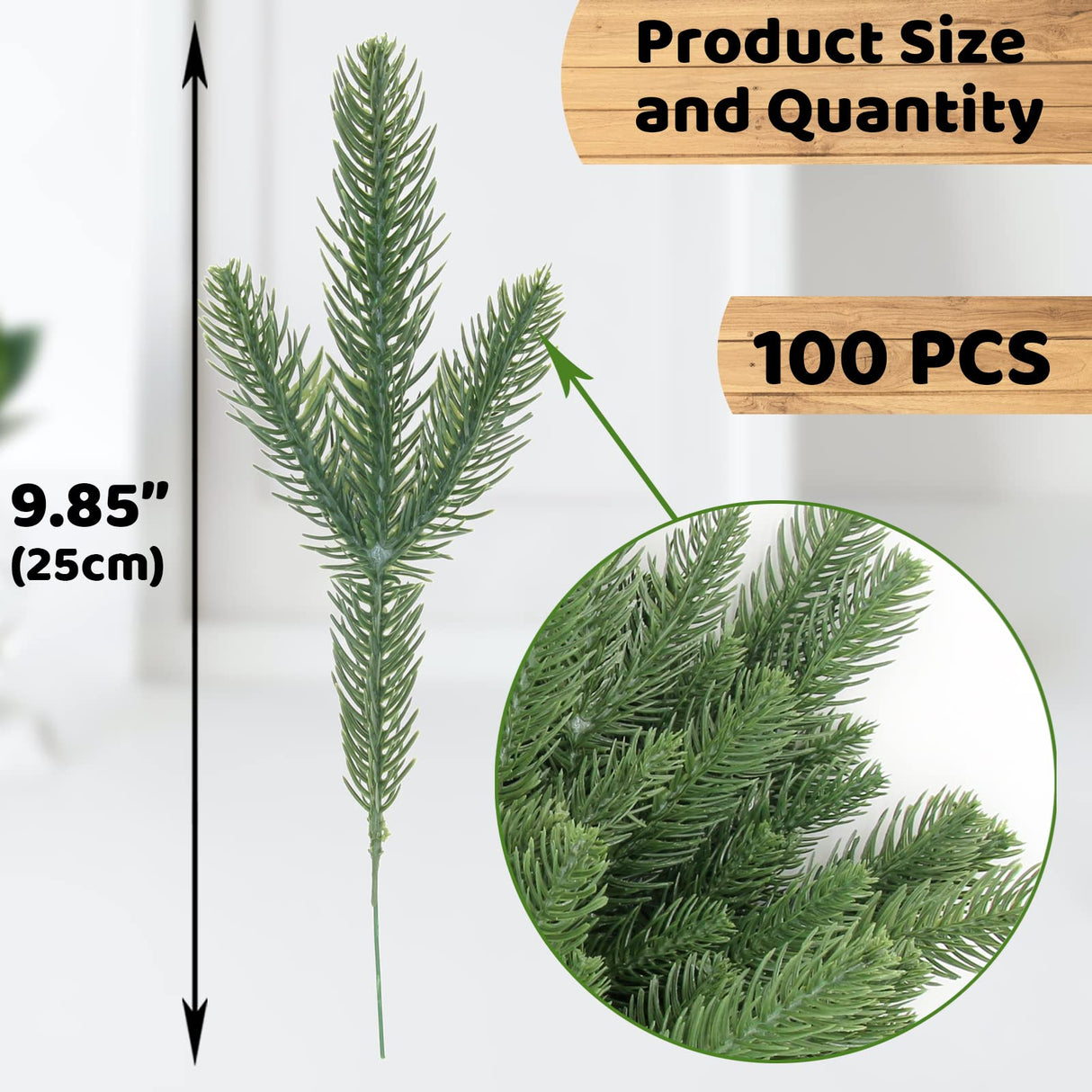 Hananona 100 Pcs Artificial Pine Branches Green Plants Pine Needles DIY Accessories for Garland Wreath Christmas and Home Garden Decor (100, Green)