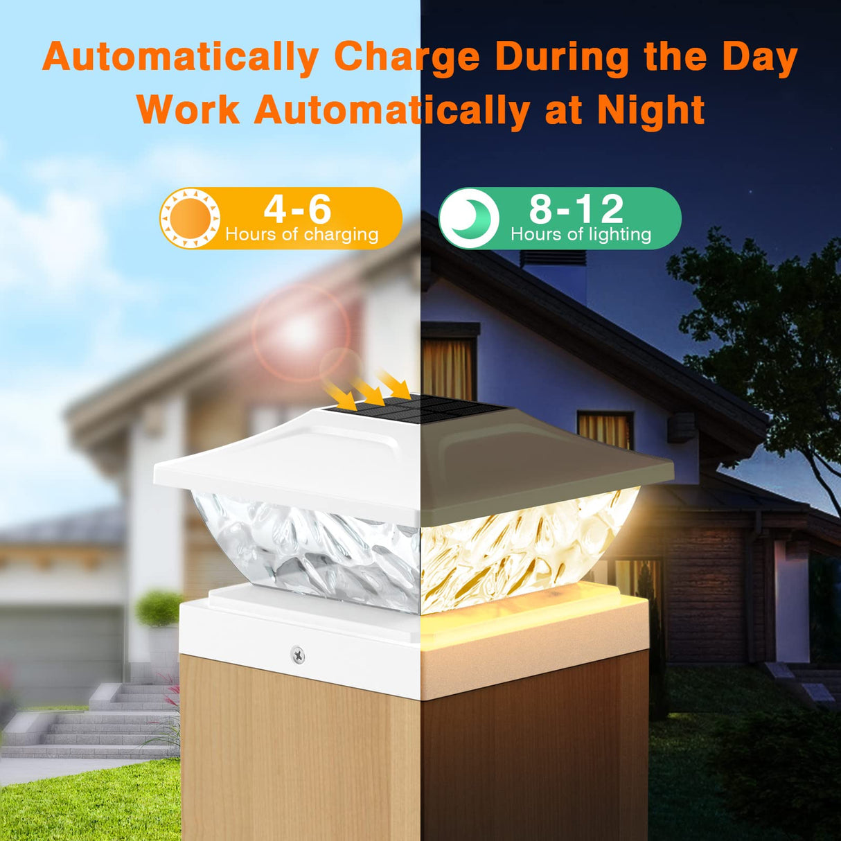 ENSLI 8 Pack Solar Post Cap Lights, 2 Mode Bright Solar Post Lights Outdoor Waterproof Fence Post Cap Lights, Outdoor Post Lights Solar Powered Deck Light for 4x4 4.5x4.5 5x5 Posts in Garden Decor