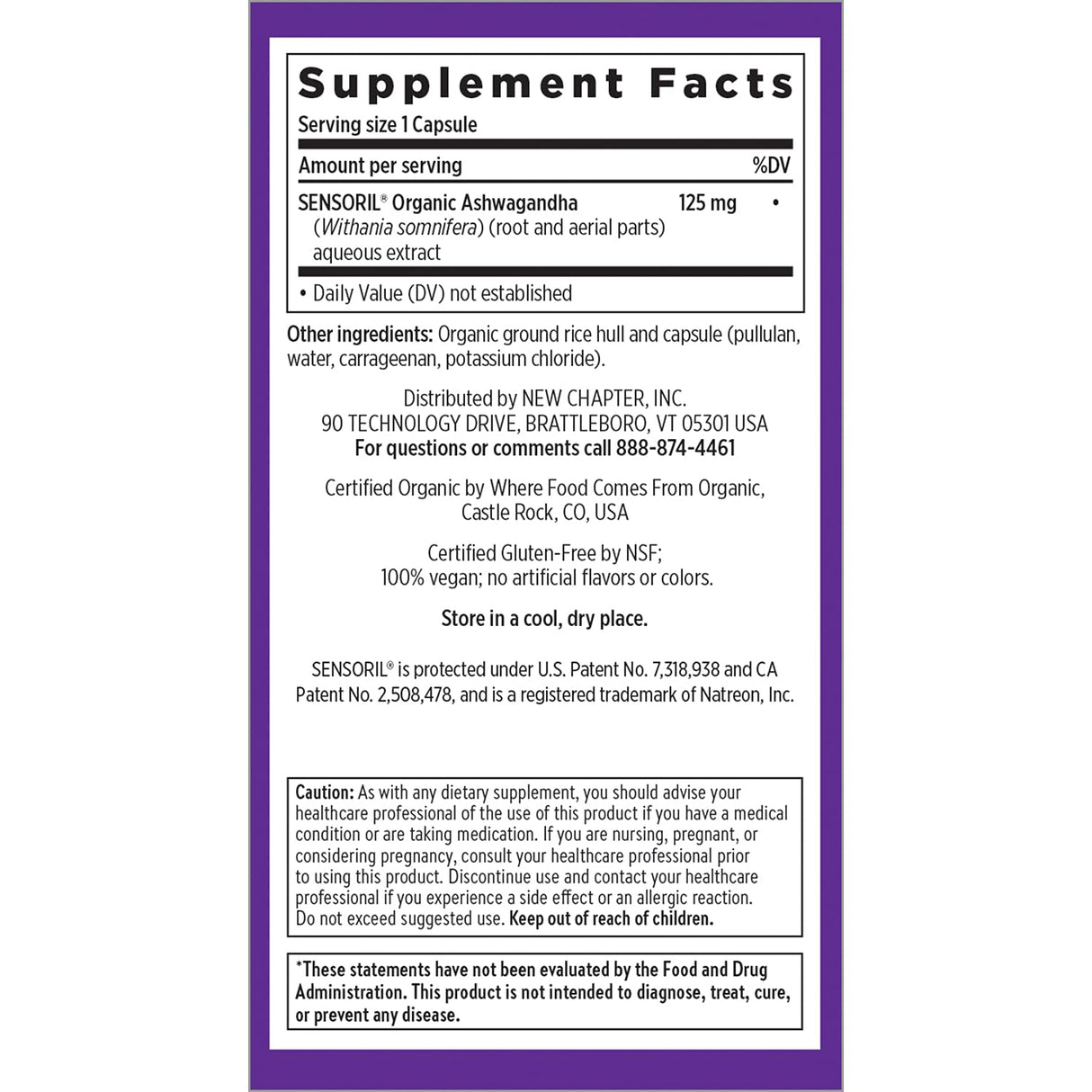 New Chapter Organic Ashwagandha Supplement, One Capsule a Day of Adaptogens for Stress Relief, Mood Support, & Energy, Vegan, 60 Count