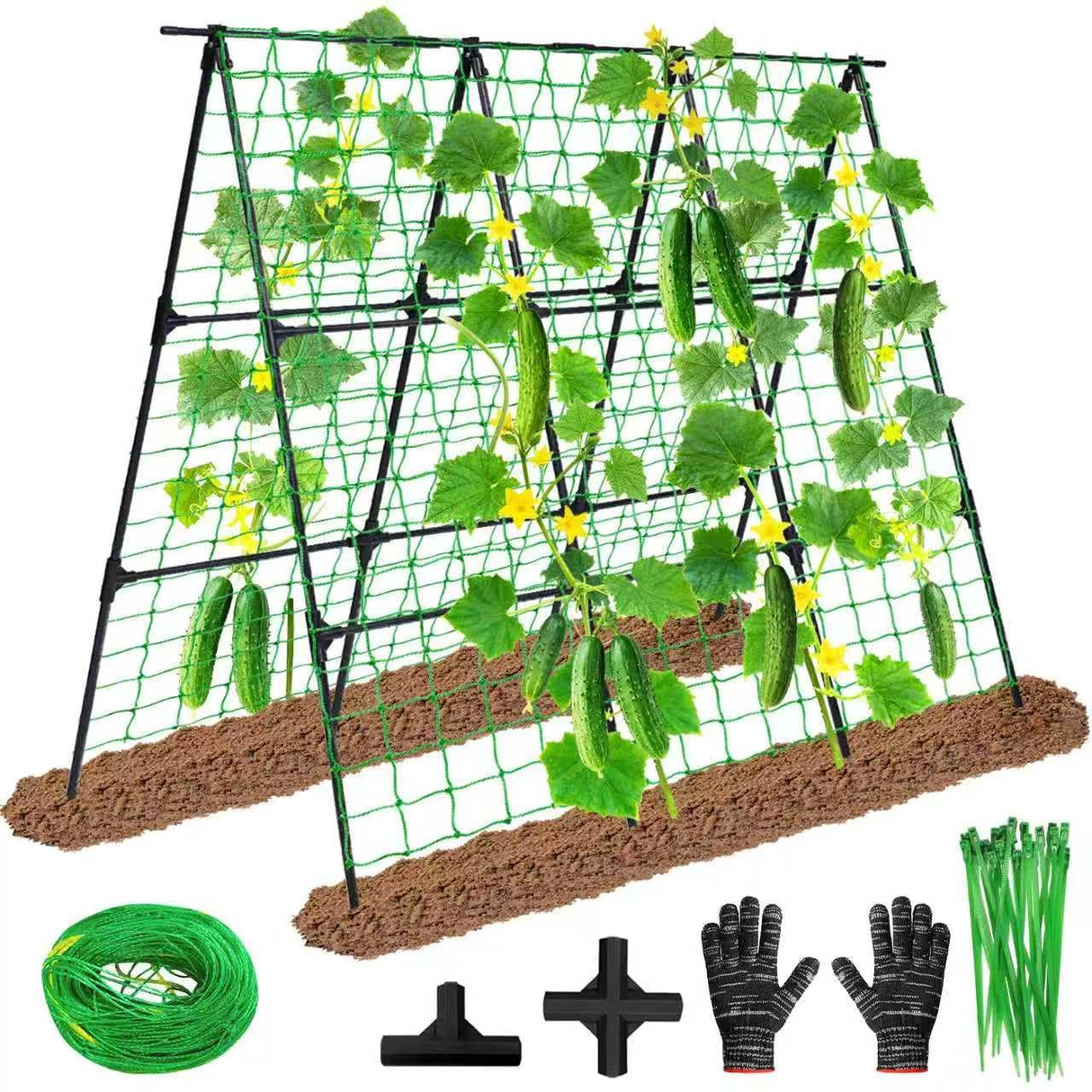 OTOSUNNY Cucumber Trellis for Raised Garden Bed, 50 x 48 in, Black