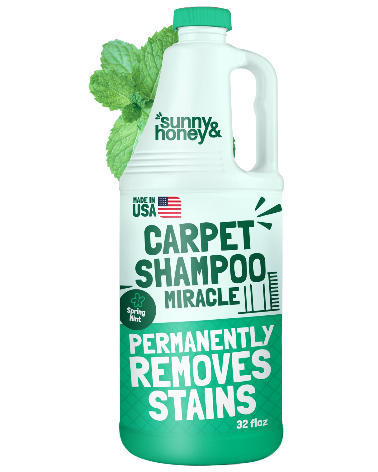 Sunny & Honey Carpet Cleaner Shampoo Solution for Machines, 32floz Mint