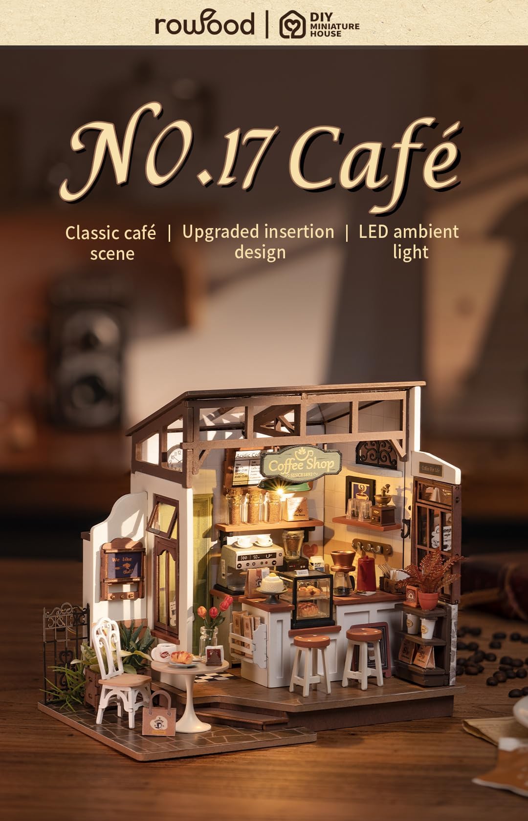 Rowood DIY Miniature House Kits for Adults-NO.17 Cafe