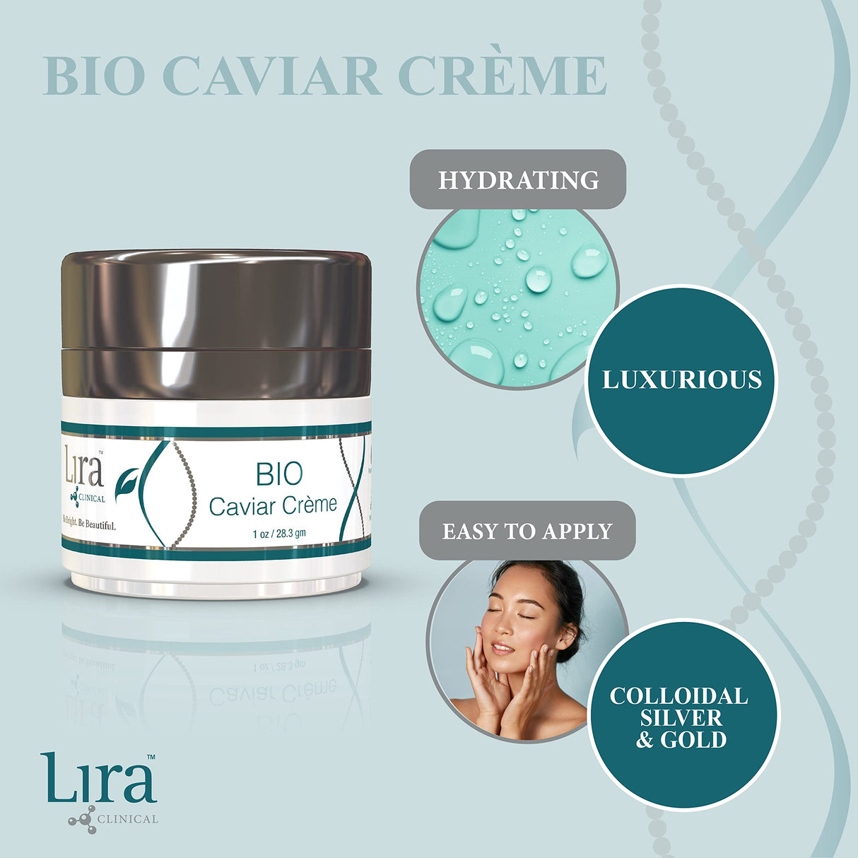 Lira Clinical BIO Caviar Creme - Anti Aging Face Moisturizer for Women and Men - Anti Wrinkle Face Cream with Plant Stem Cells - Perfect Hydrating Face Cream for All Skin Types - 1 Ounce