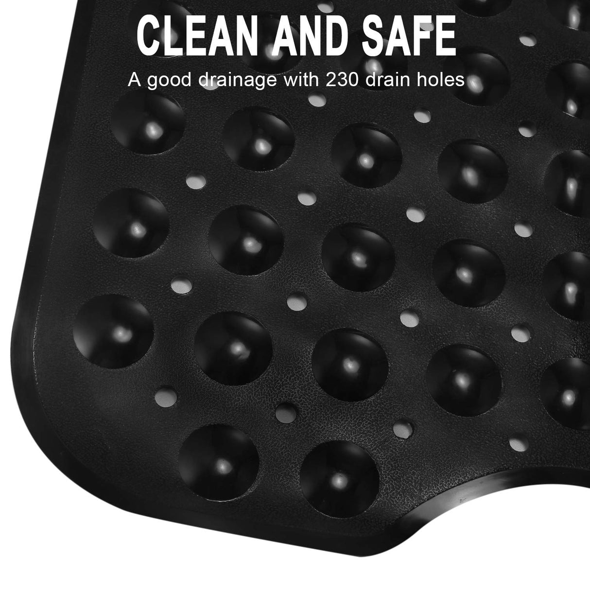 YINENN Bath and Shower Safety Mats 40x16 inch, Non Slip with Suction Cups for Bathroom Stall and Tub Floor, Extra Large and Machine Washable, Drain Holes Keep Bathtub Clean, Black