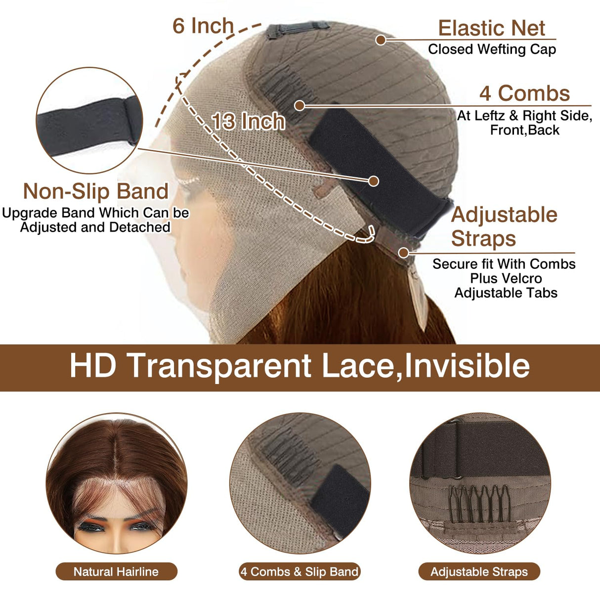 Cypha 28 Inch Chocolate Brown Lace Front Wigs Human Hair Pre Plucked 13x6 Straight Lace Front Wigs Human Hair 180% Density Colored #4 Light Brown Glueless Wig HD Lace Frontal Wigs for Women