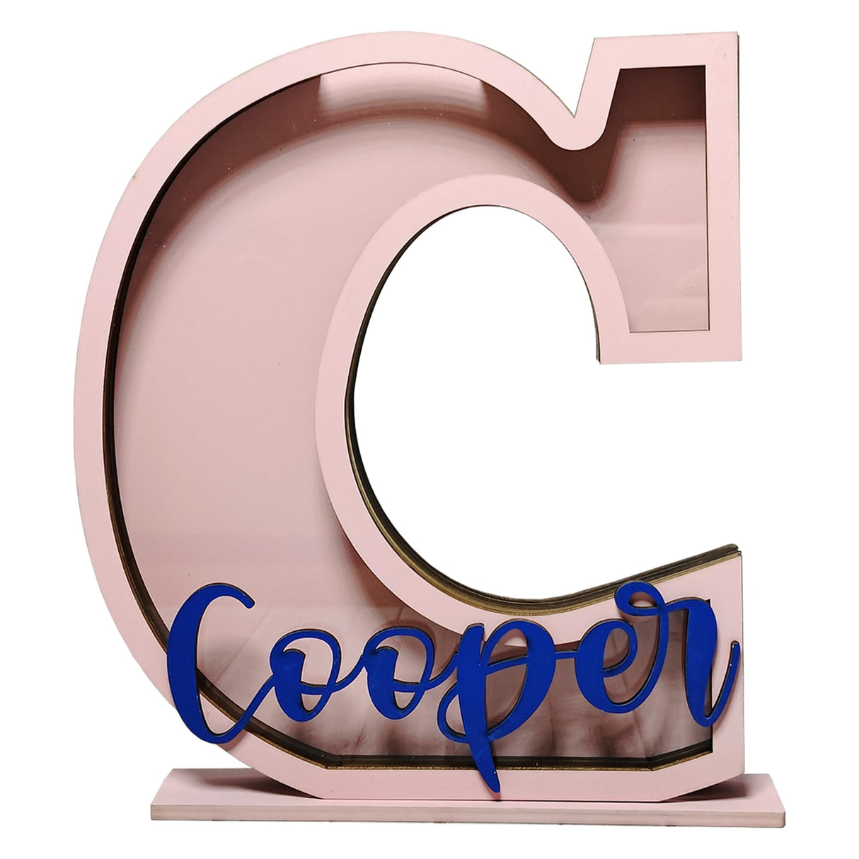 Personalized Name Letter Piggy Bank, 10 Inch Large Wooden Piggy Bank for Kids, 26 Letters Custom Wood Money Box Gift for Boys Girls Christmas Birthday