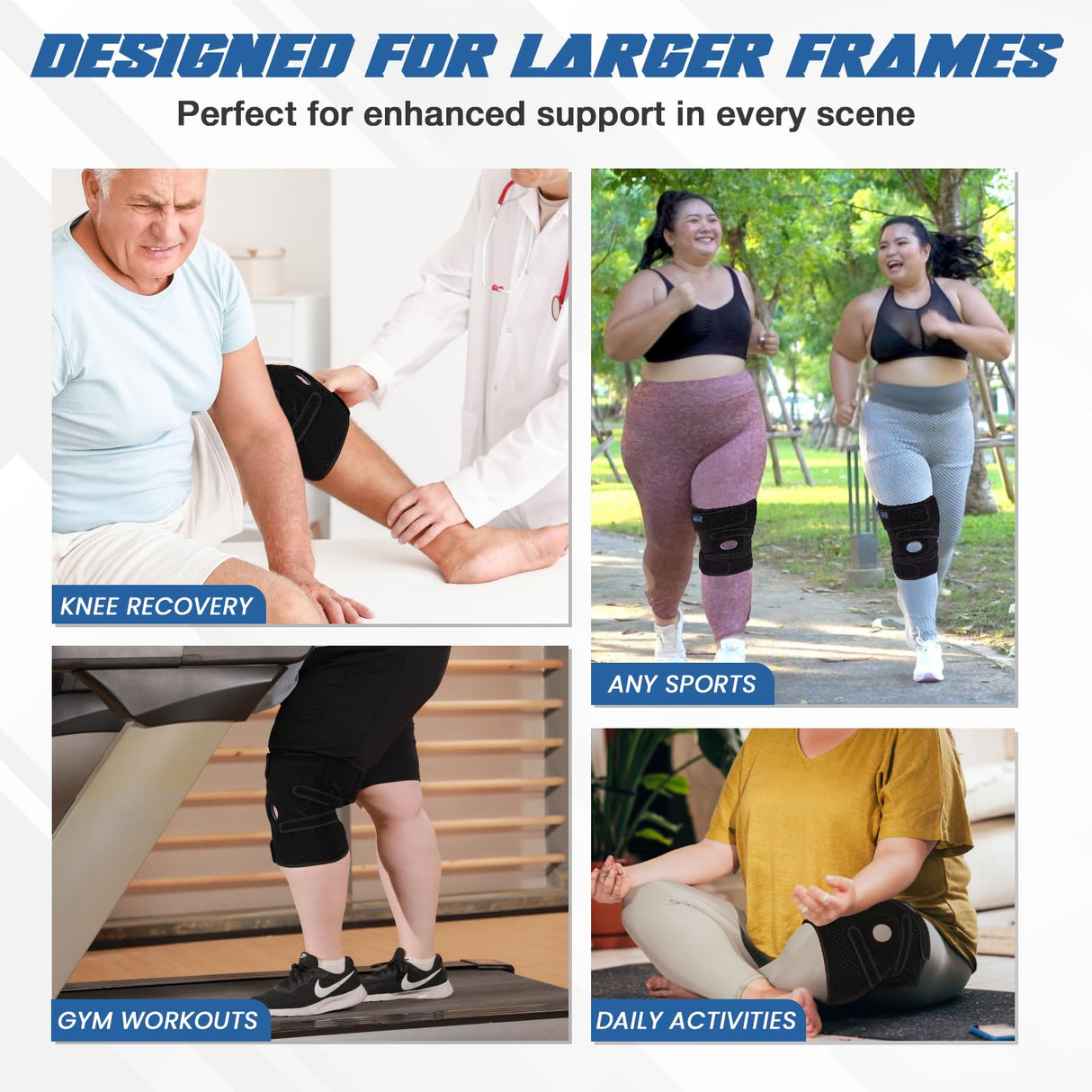 Nvorliy Knee Brace for Women Plus Size for Knee Pain (XL-8XL) - Extra Large Knee Brace with Side Stabilizers for Arthritis, Meniscus Tear, Knee Pain Relief, ACL, LCL, MCL (7XL/8XL, Black)