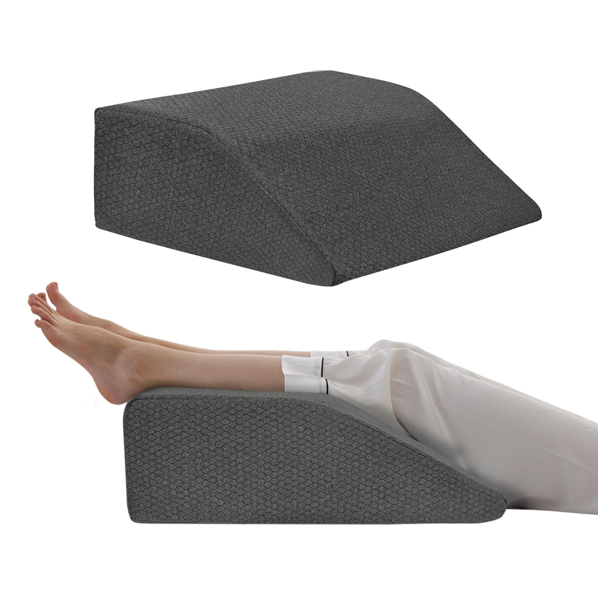 Bedluxe Leg Elevation Pillows, Leg Pillows for Sleeping, Cooling Gel Memory Foam Top, Wedge Pillow for Legs, Leg Wedges for Circulation, Swelling, After Surgery - Removable Cover (10 Inch, Black)