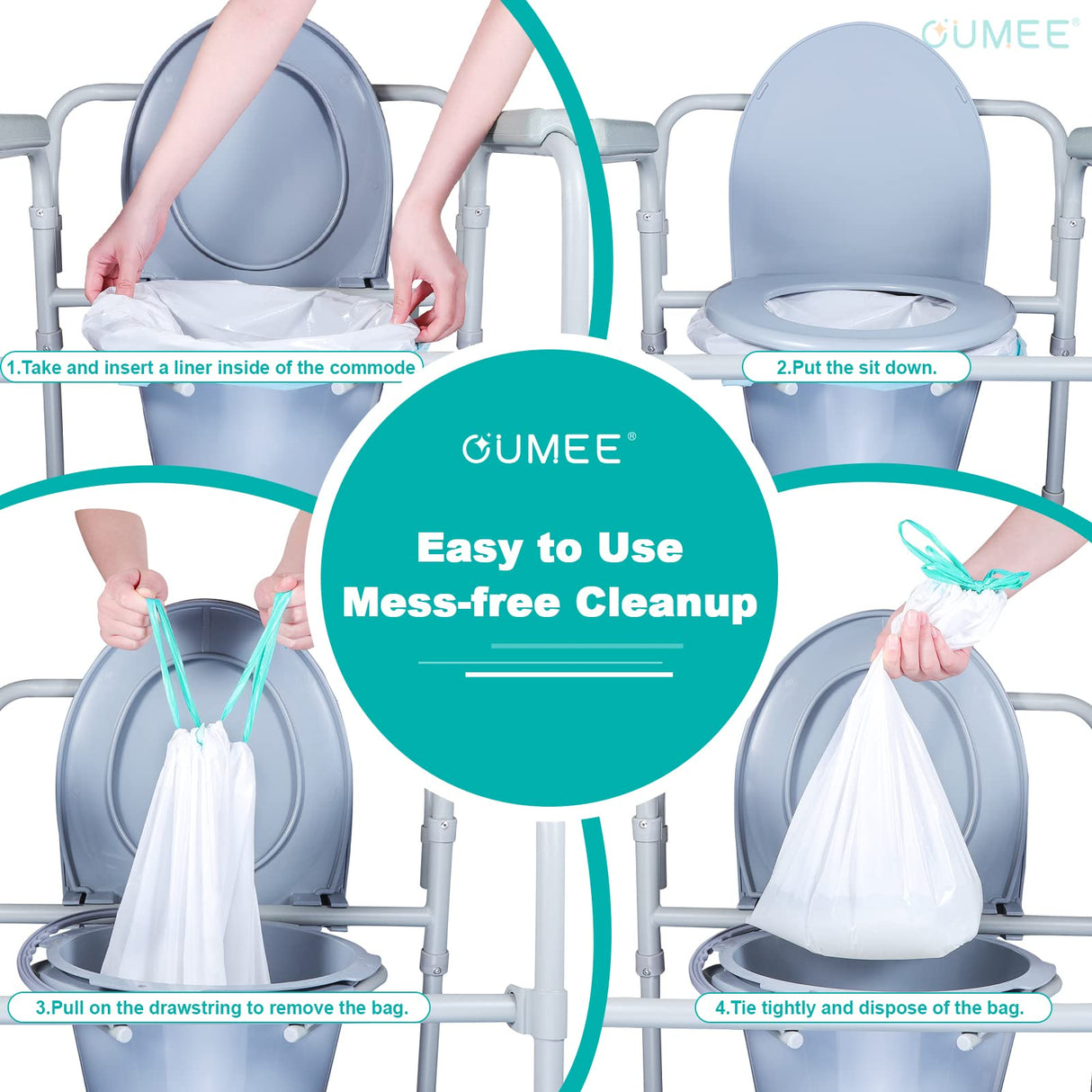 120 Disposable Commode Liners for Bedside Commode, Beside Commode Liners, Portable Potty Liners for Adults, Toilet Liners Portable Commode Bags for Commode Chair (Blue - 120 Liners)